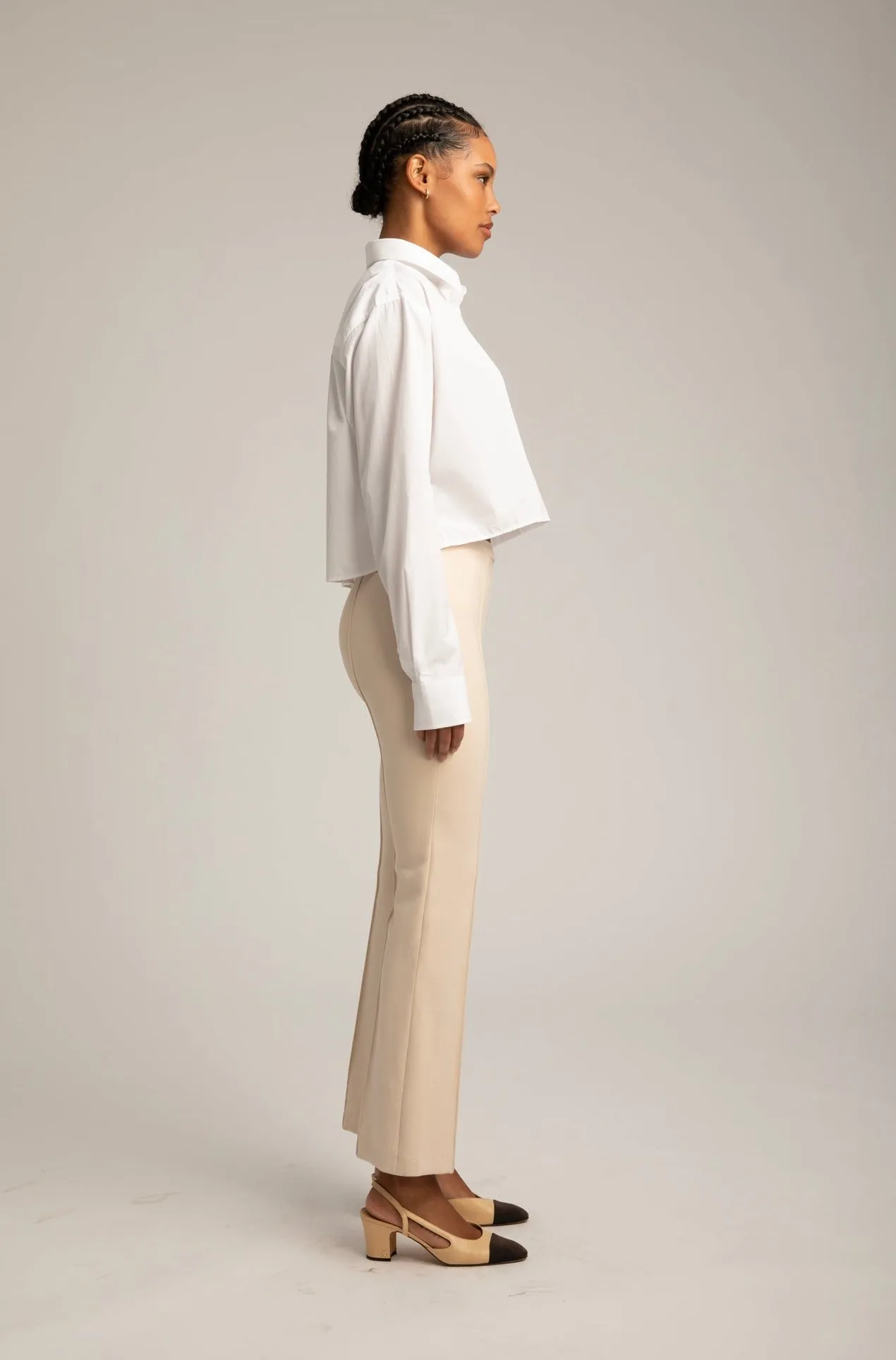 Cream Ankle Flare Pintuck Pants sold by SPRWMN product image thumbnail 3
