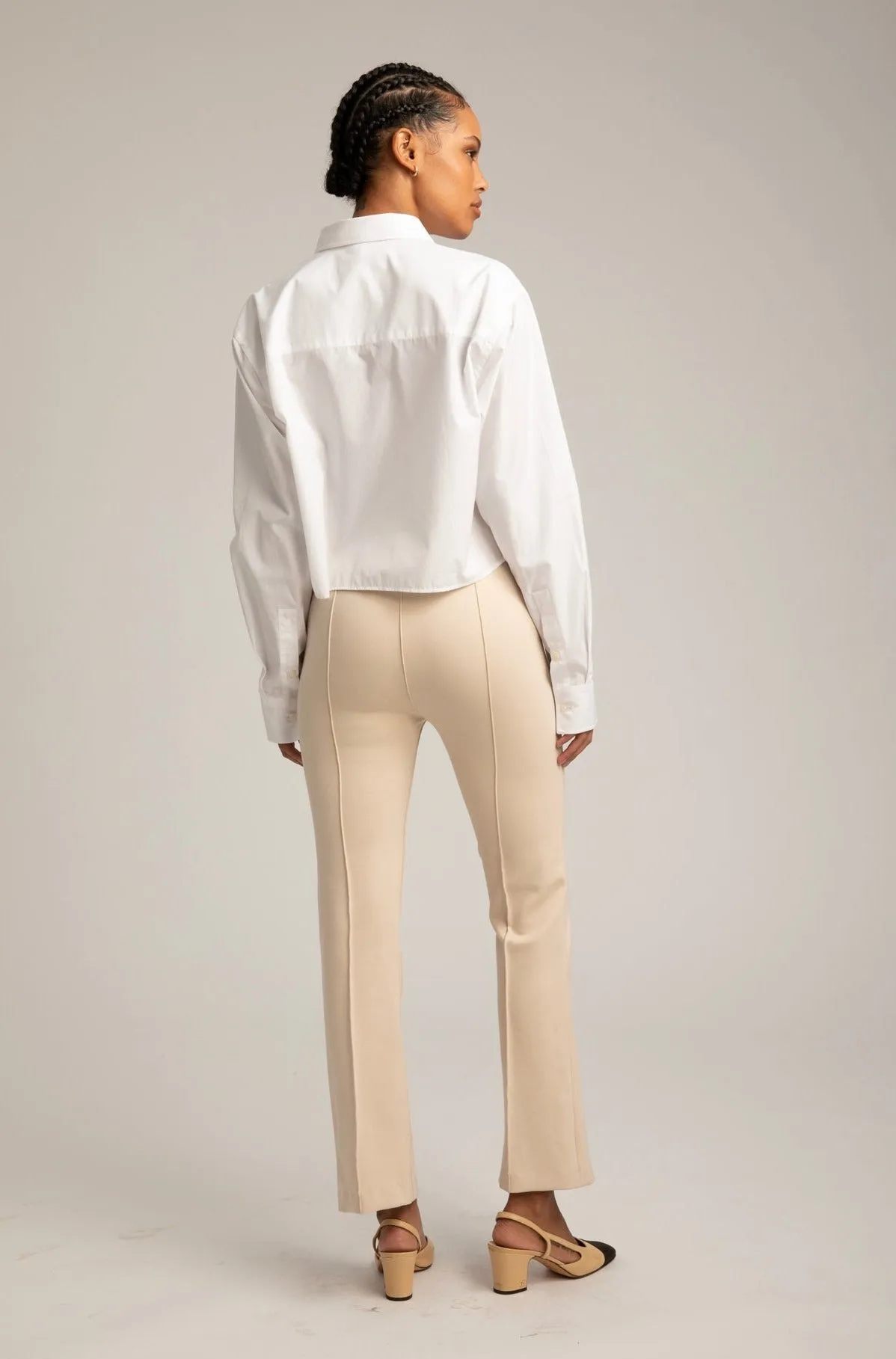 Cream Ankle Flare Pintuck Pants sold by SPRWMN product image thumbnail 4