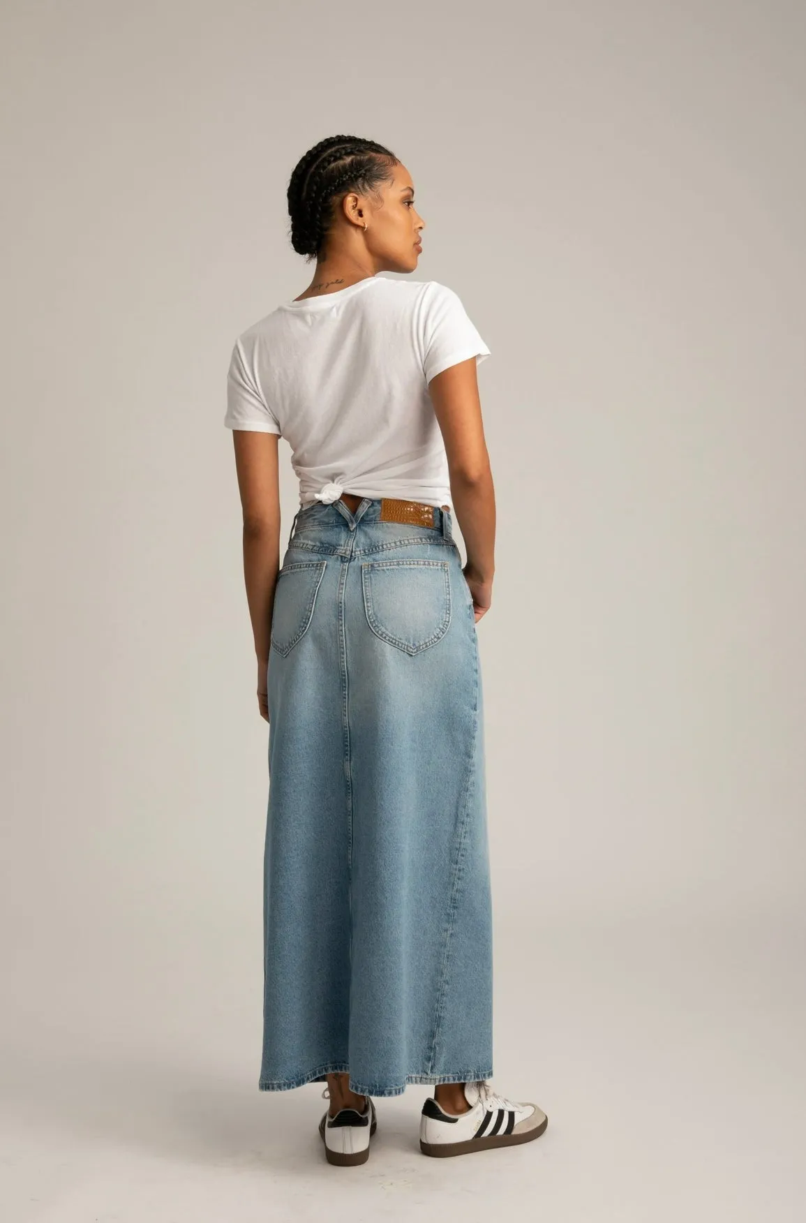 Paradis Long Denim Slit Skirt sold by SPRWMN product image thumbnail 4