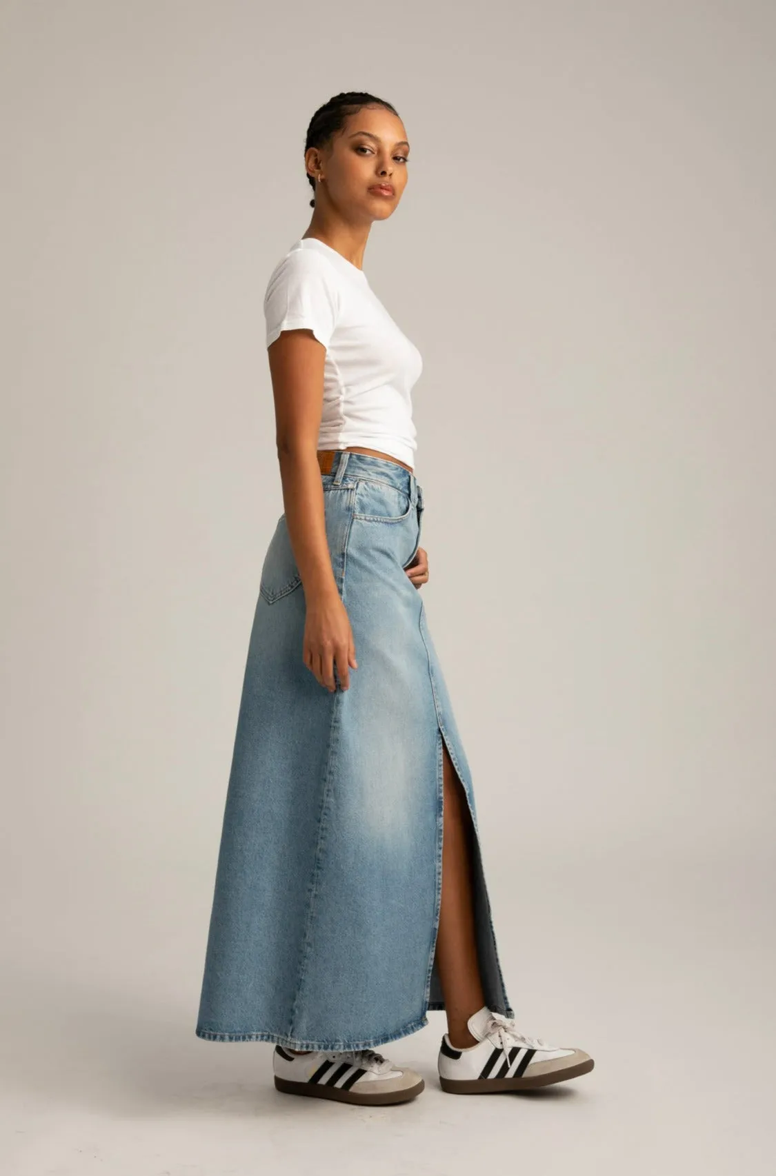 Paradis Long Denim Slit Skirt sold by SPRWMN product image thumbnail 2
