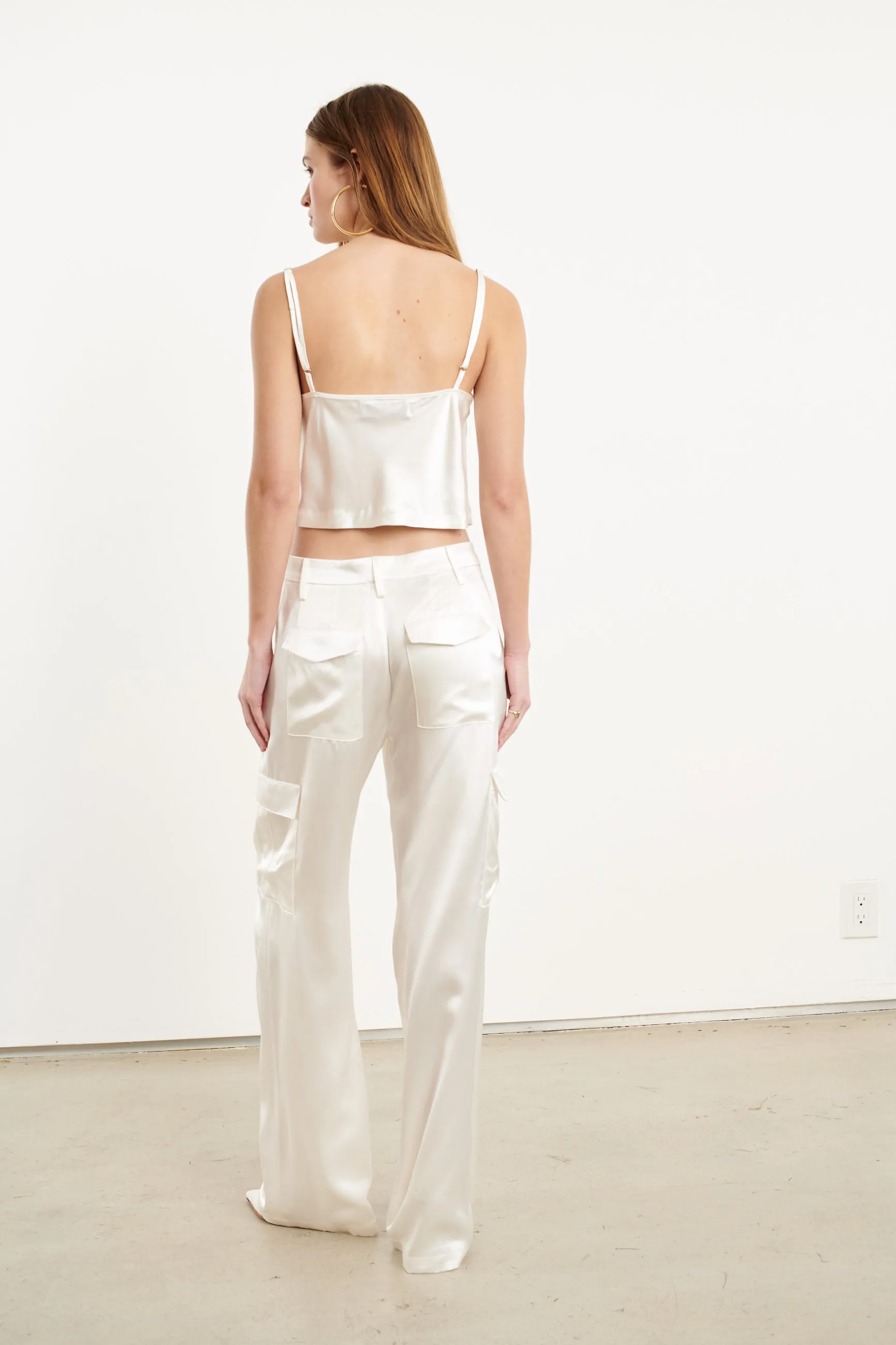 White Silk Baggy Cargo Pants sold by SPRWMN product image thumbnail 5