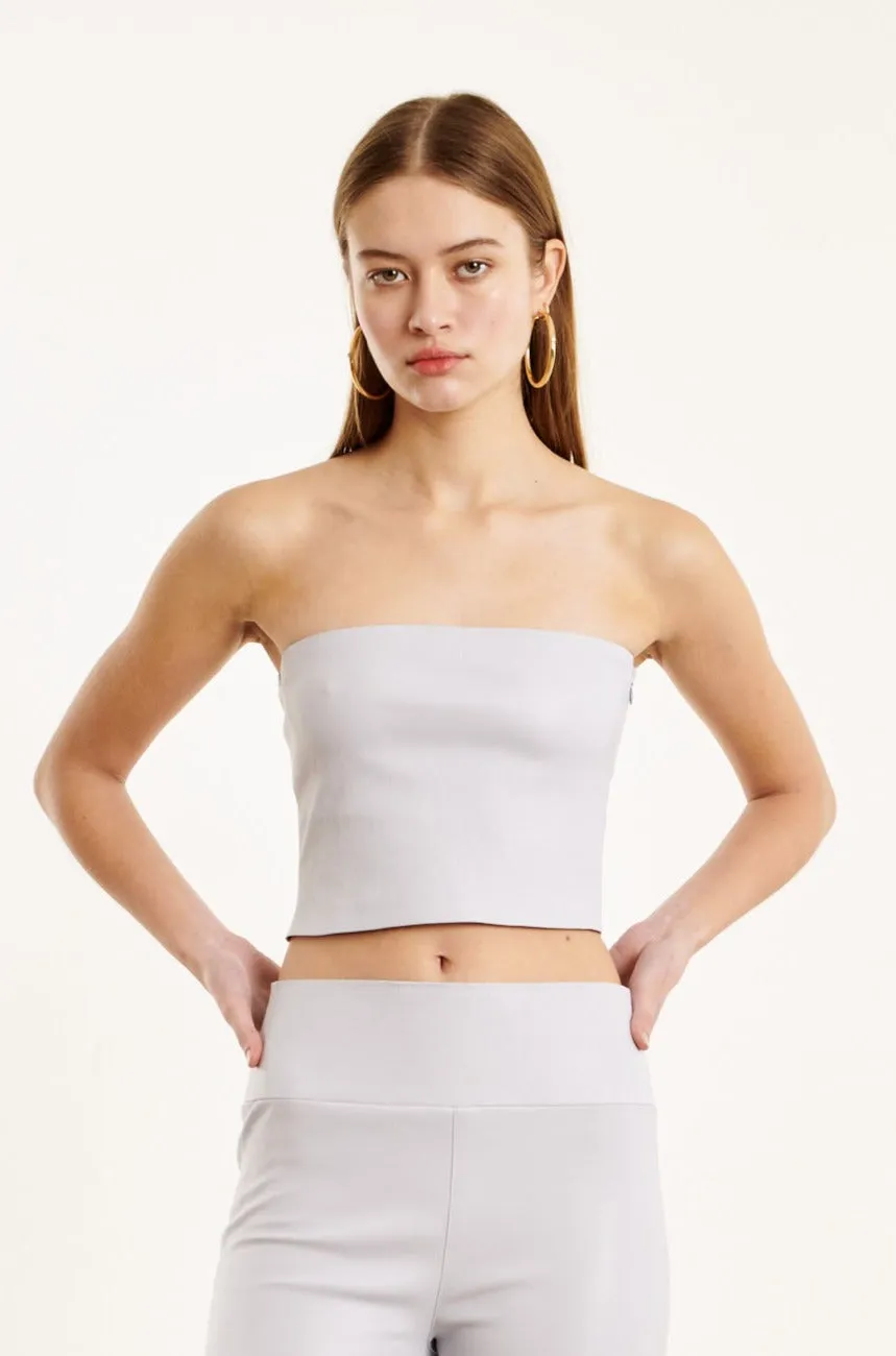 Lilac Leather Micro Tube Top sold by SPRWMN