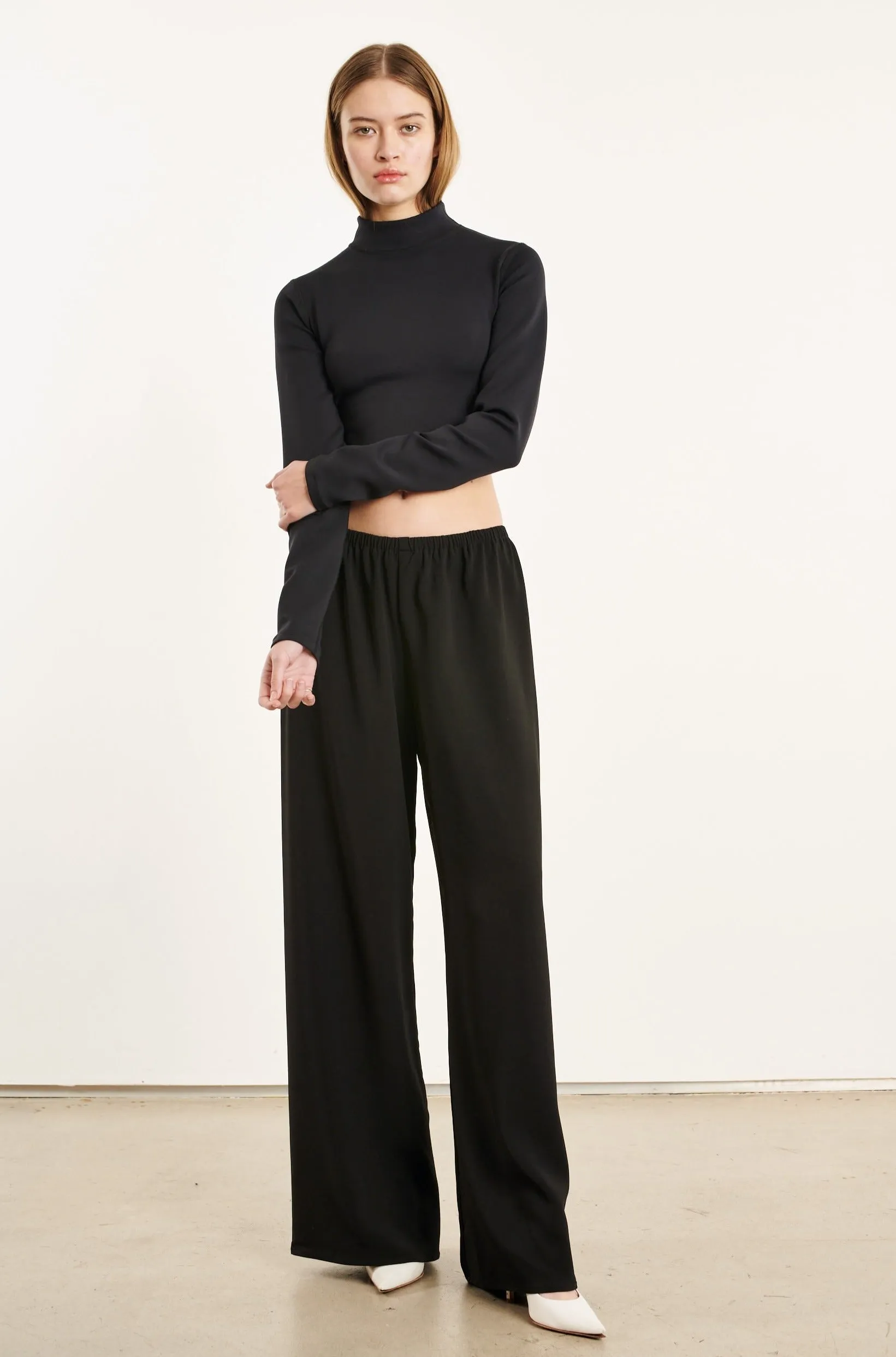 Black Crepe Easy Pants sold by SPRWMN product image thumbnail 2