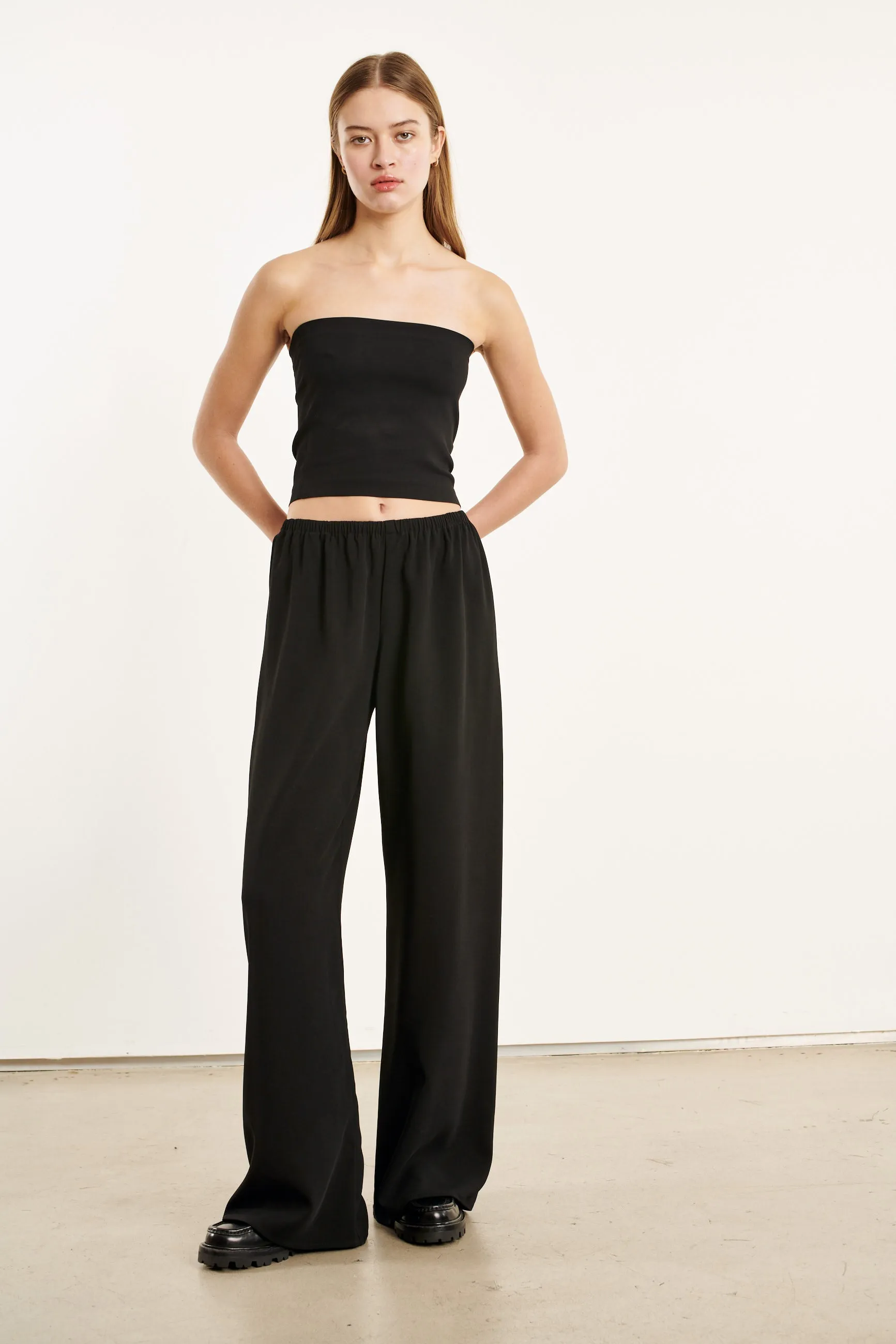 Black Crepe Easy Pants sold by SPRWMN product image thumbnail 4