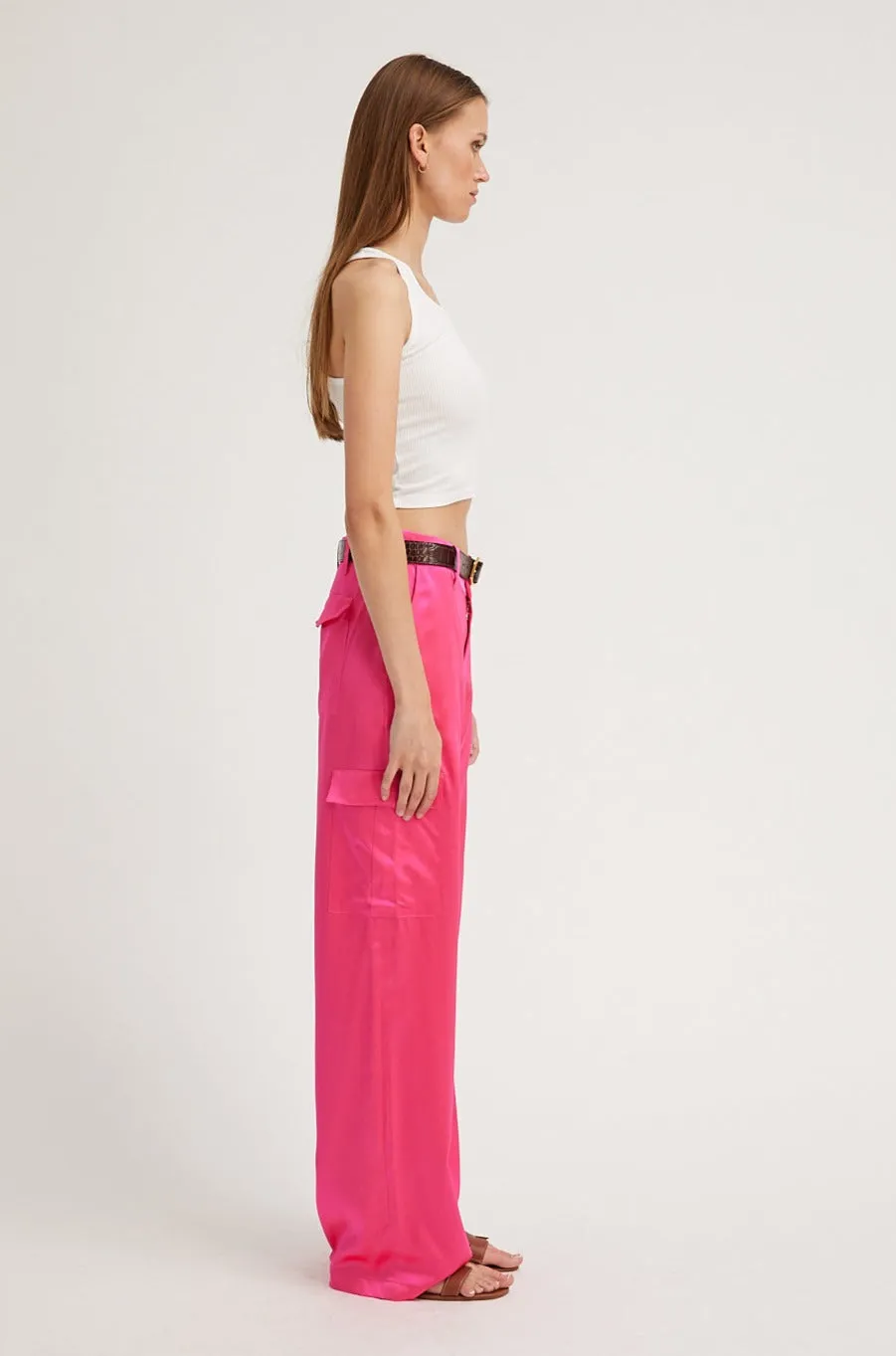 Fuchsia Silk Baggy Cargo Pants sold by SPRWMN product image thumbnail 3
