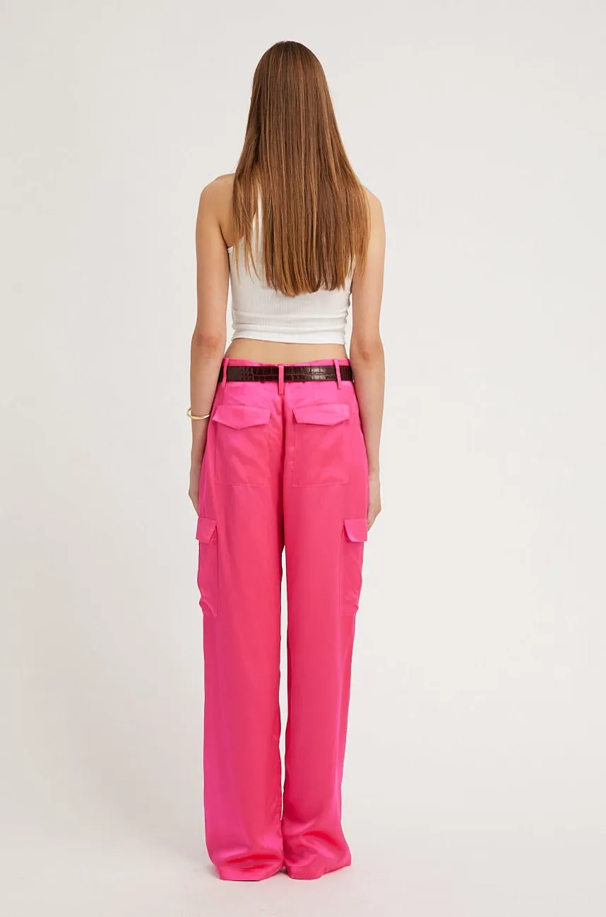 Fuchsia Silk Baggy Cargo Pants sold by SPRWMN product image thumbnail 4