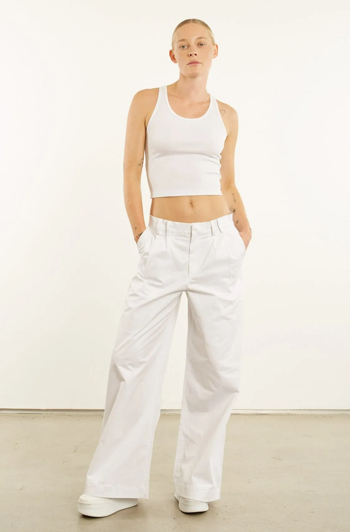 White Poplin Pleated Trousers sold by SPRWMN product image thumbnail 4