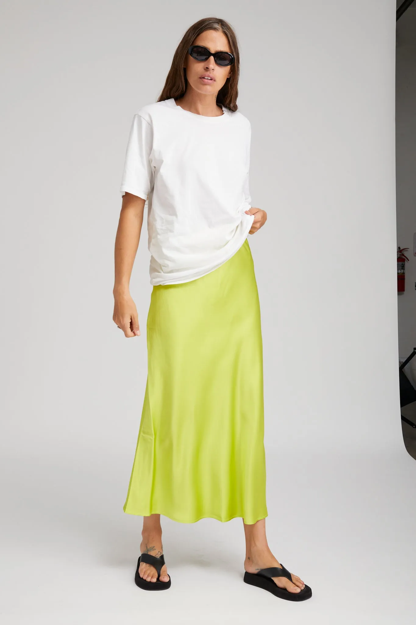 Electric Chartreuse Silk Bias Maxi Skirt sold by SPRWMN product image thumbnail 3