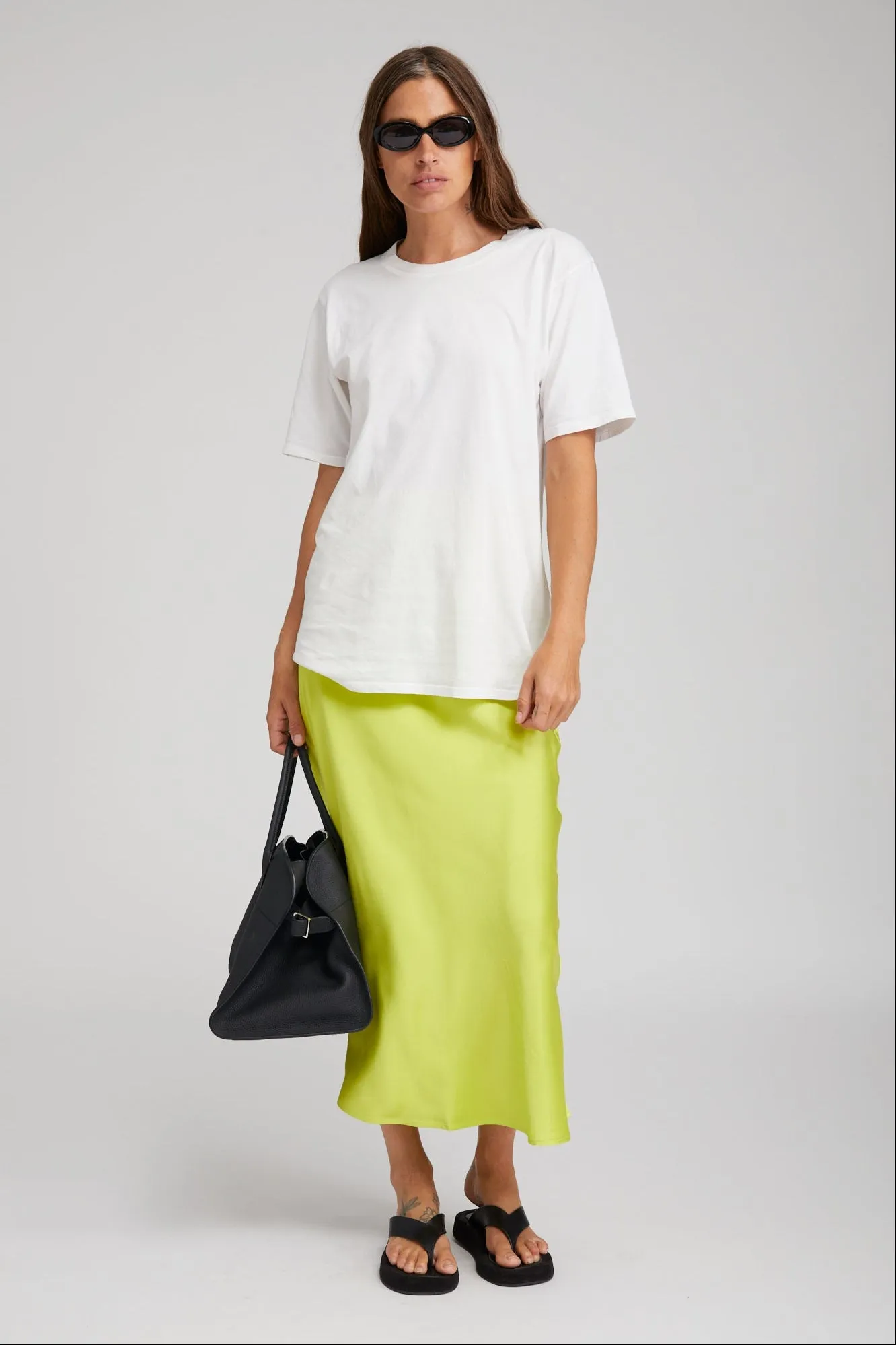 Electric Chartreuse Silk Bias Maxi Skirt sold by SPRWMN product image thumbnail 2