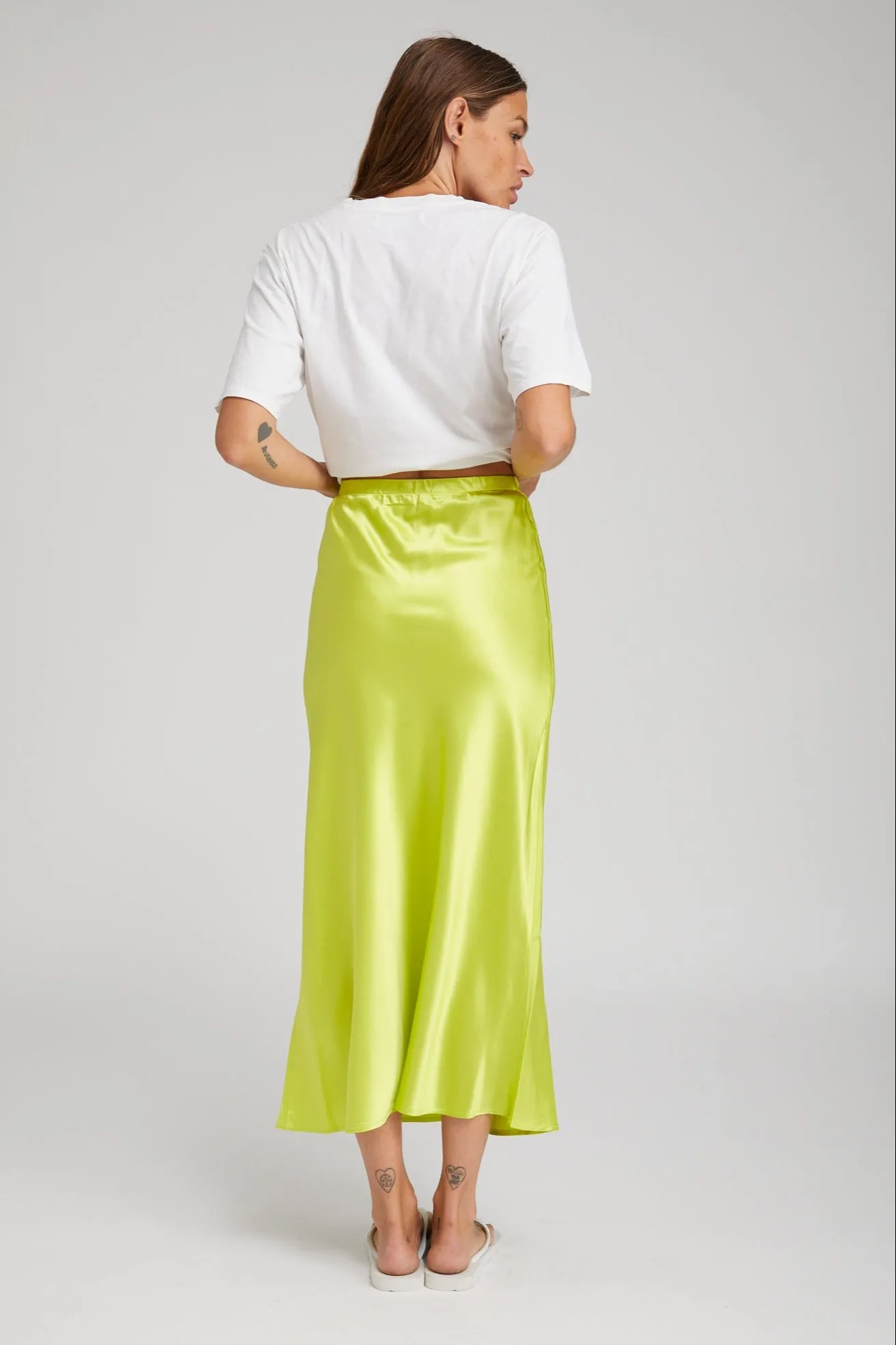 Electric Chartreuse Silk Bias Maxi Skirt sold by SPRWMN product image thumbnail 5