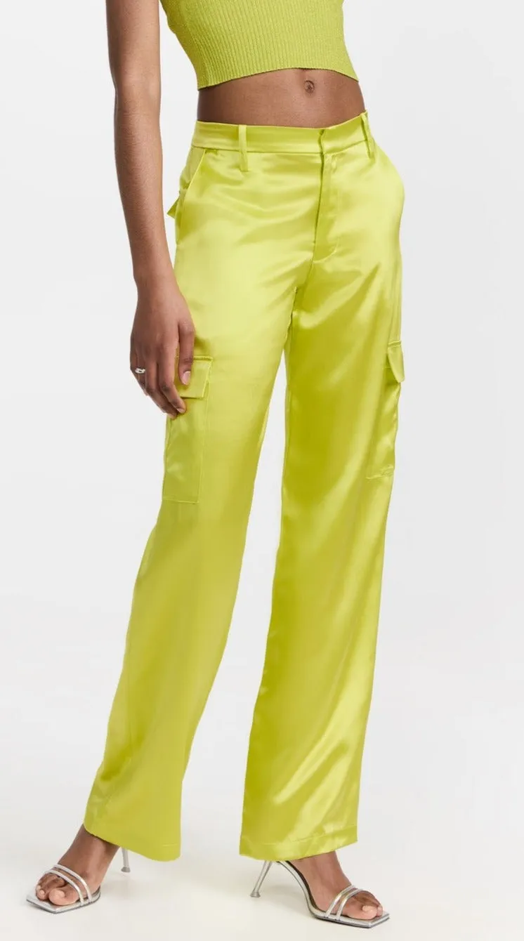 Chartreuse Silk Baggy Cargo Pants sold by SPRWMN product image thumbnail 2