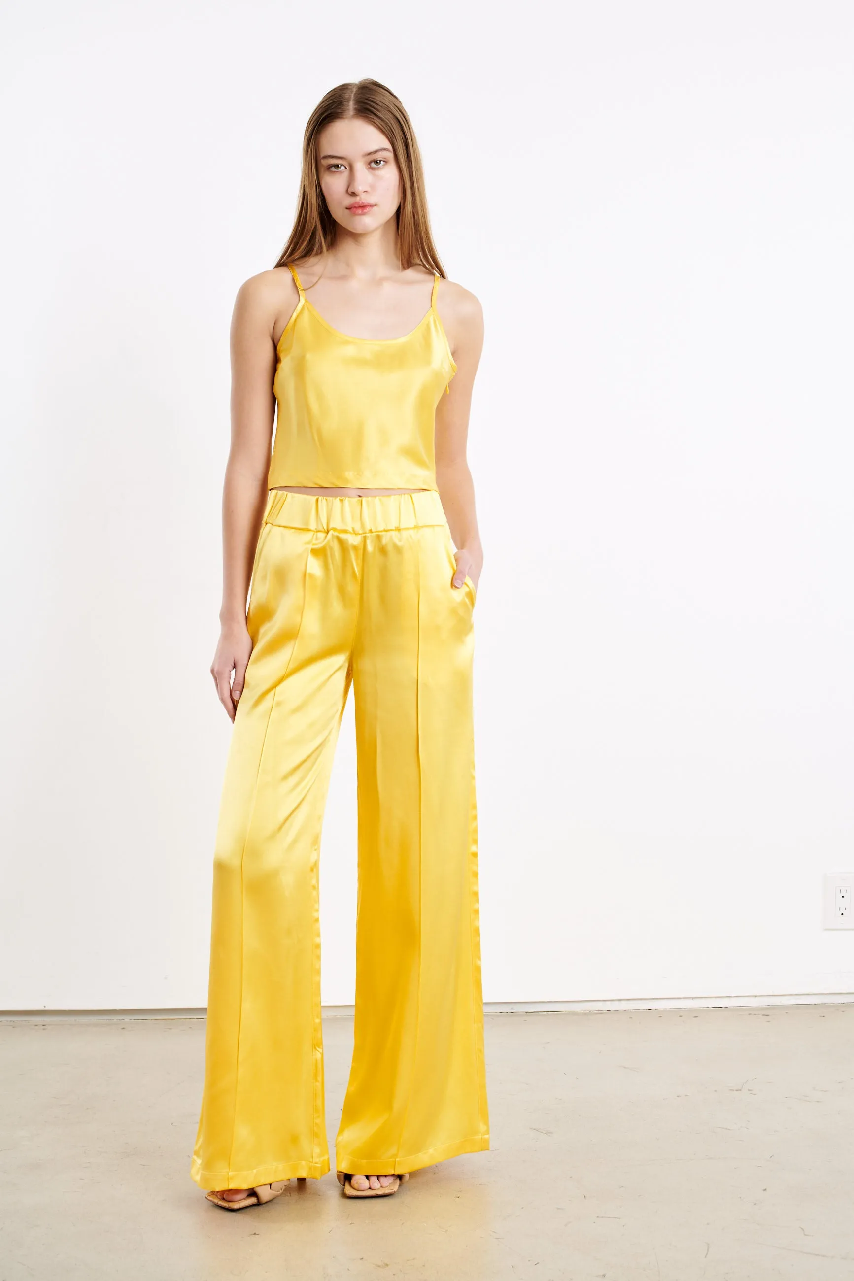 Yellow Silk Cropped Cami sold by SPRWMN product image thumbnail 3