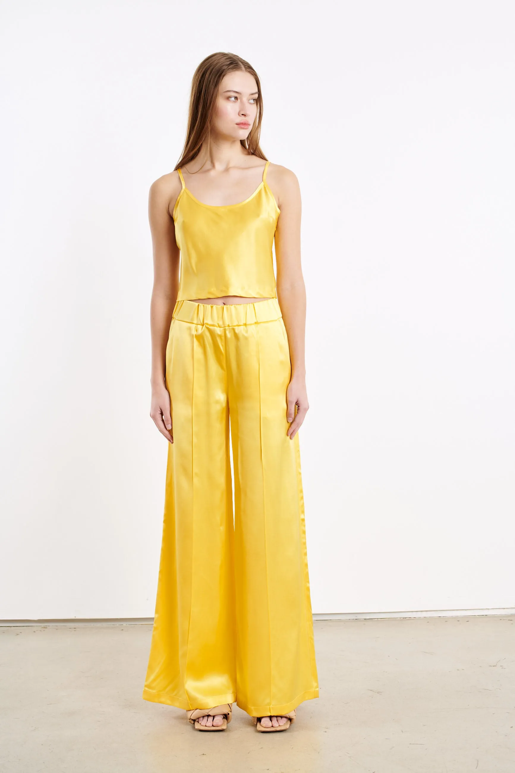 Yellow Silk Cropped Cami sold by SPRWMN product image thumbnail 2
