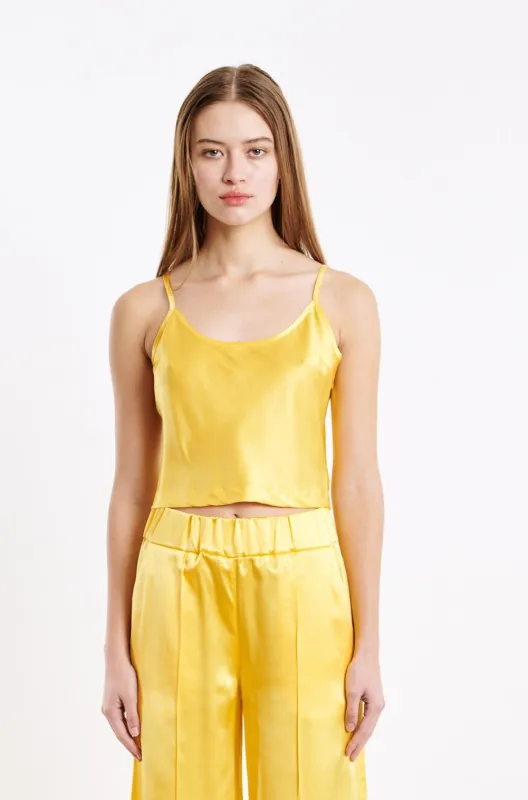 Yellow Silk Cropped Cami sold by SPRWMN