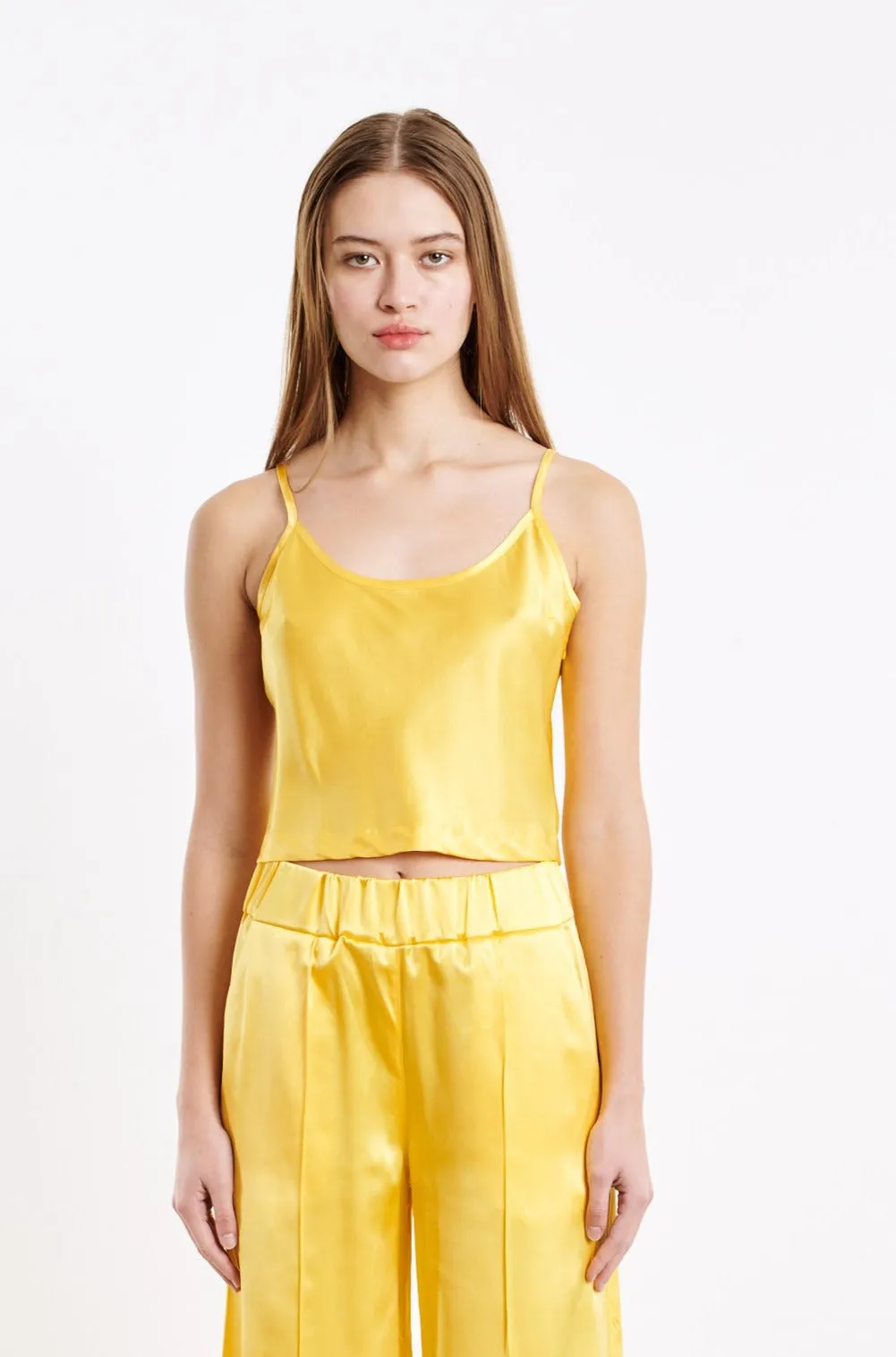 Yellow Silk Cropped Cami sold by SPRWMN