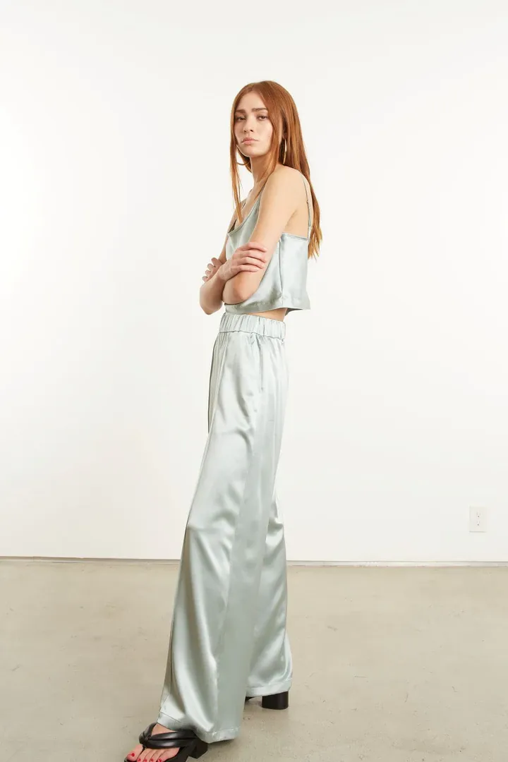 Sage Silk Wide Leg Pintuck Pants sold by SPRWMN product image thumbnail 4