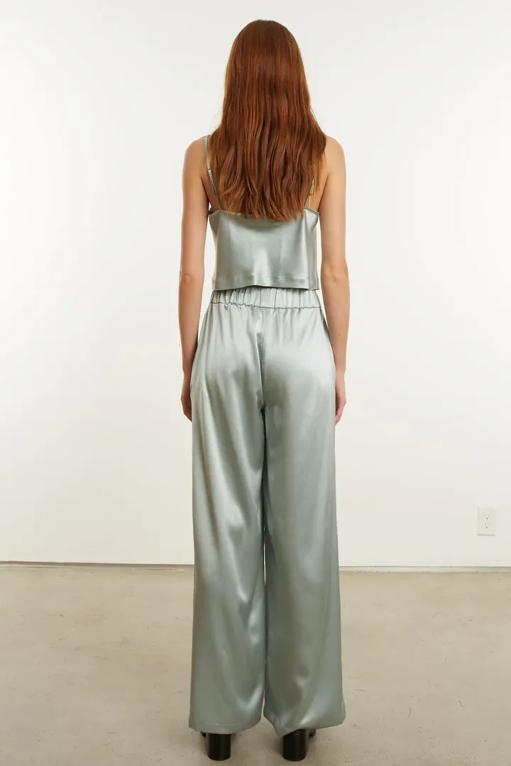 Sage Silk Wide Leg Pintuck Pants sold by SPRWMN product image thumbnail 3