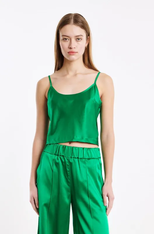 Green Silk Cropped Cami sold by SPRWMN