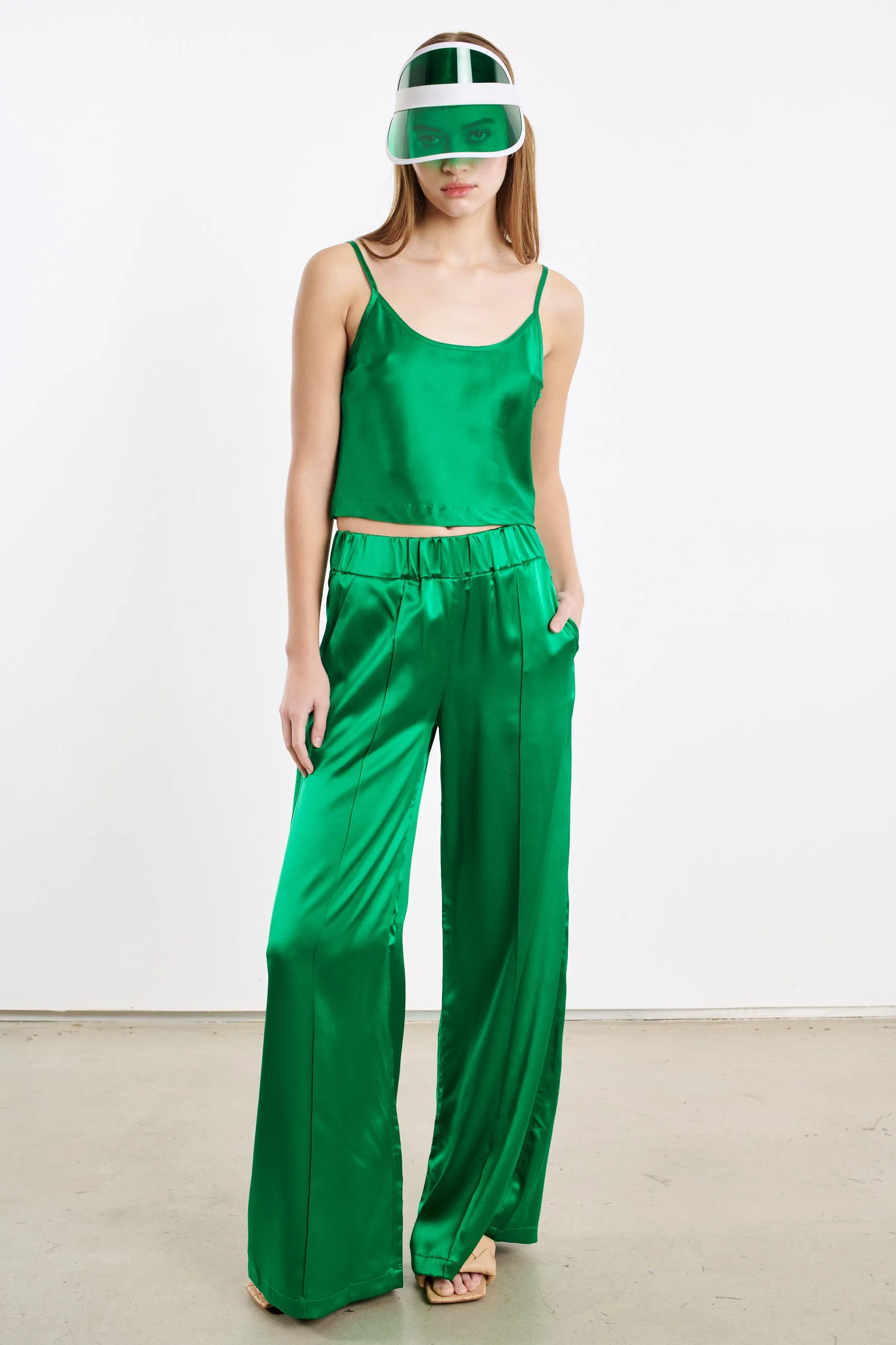 Green Silk Cropped Cami sold by SPRWMN product image thumbnail 5