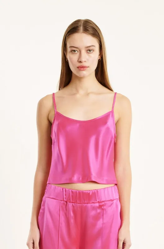 Fuchsia Silk Cropped Cami sold by SPRWMN