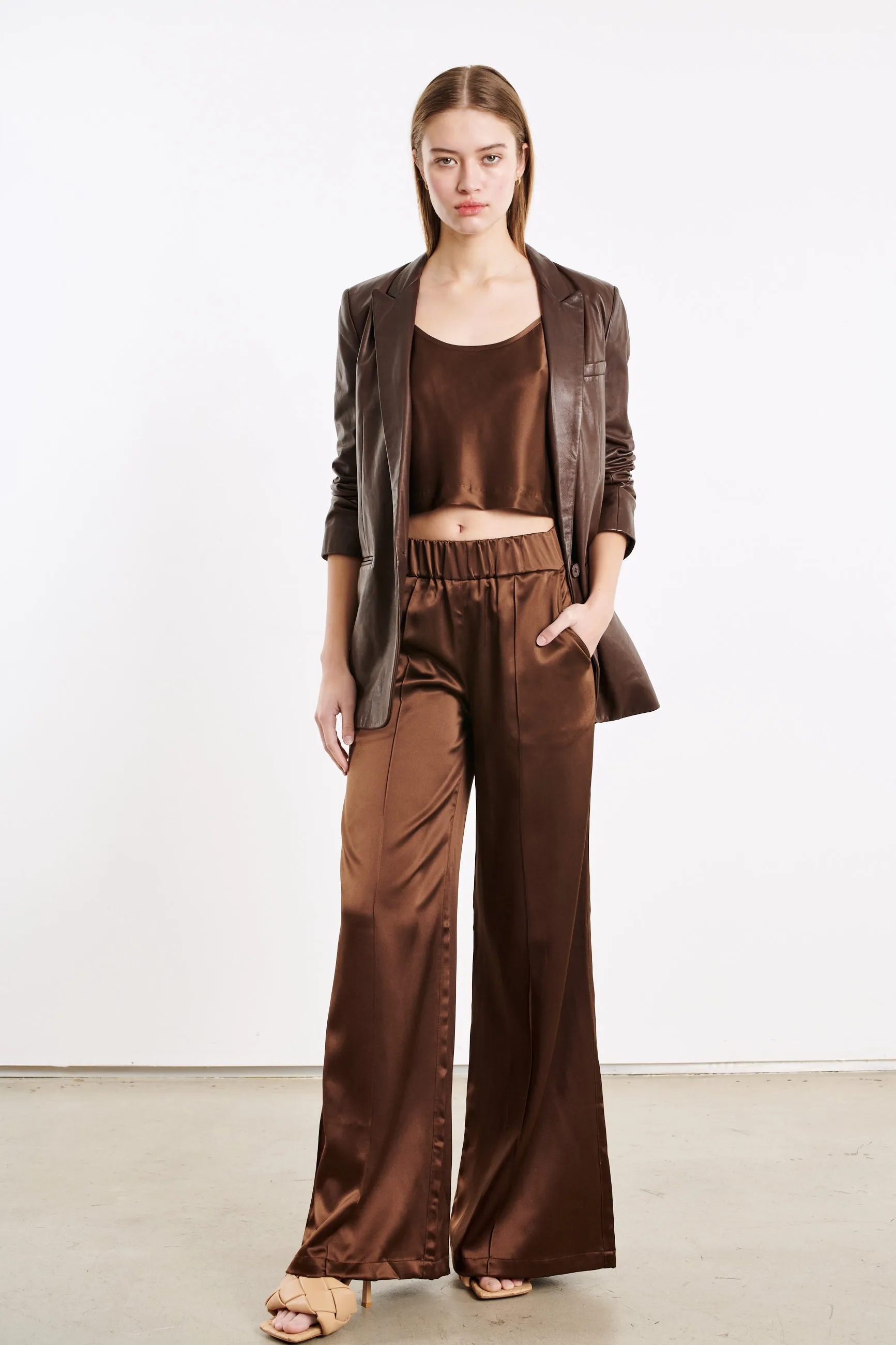 Dark Chocolate Silk Cropped Cami sold by SPRWMN product image thumbnail 3
