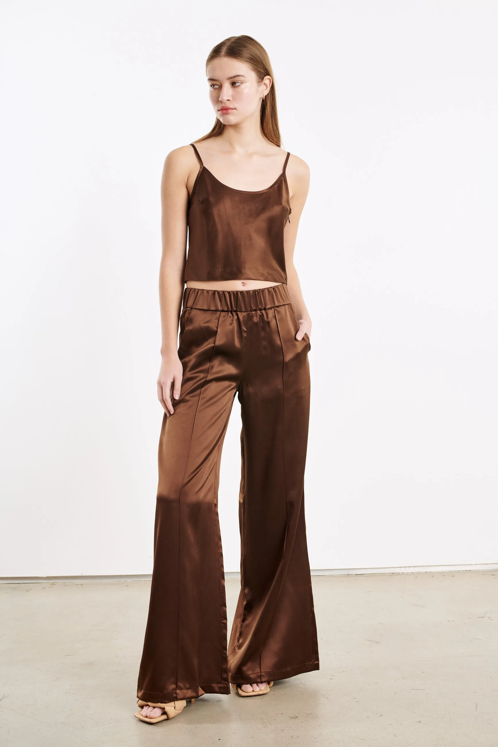 Dark Chocolate Silk Cropped Cami sold by SPRWMN product image thumbnail 5