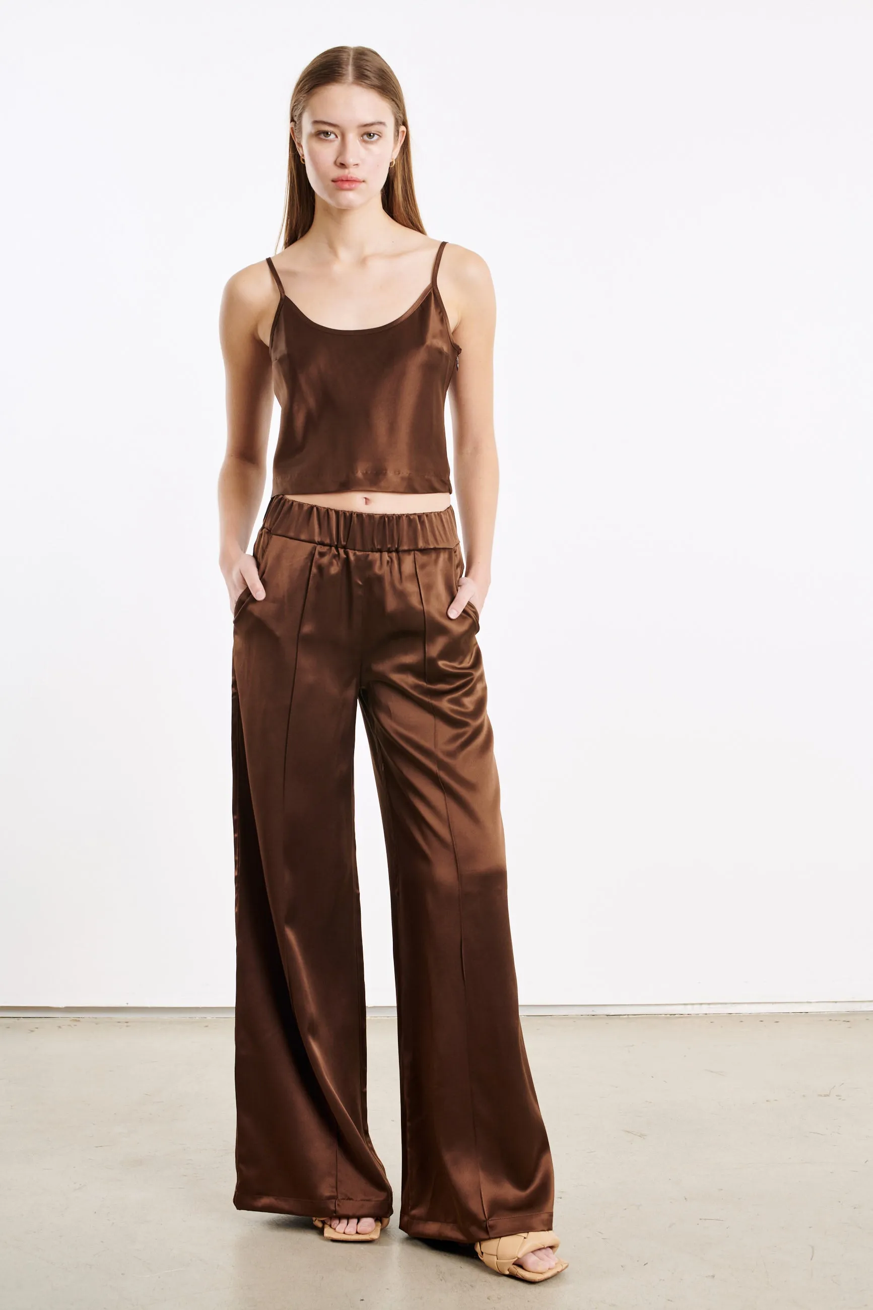 Dark Chocolate Silk Cropped Cami sold by SPRWMN product image thumbnail 4