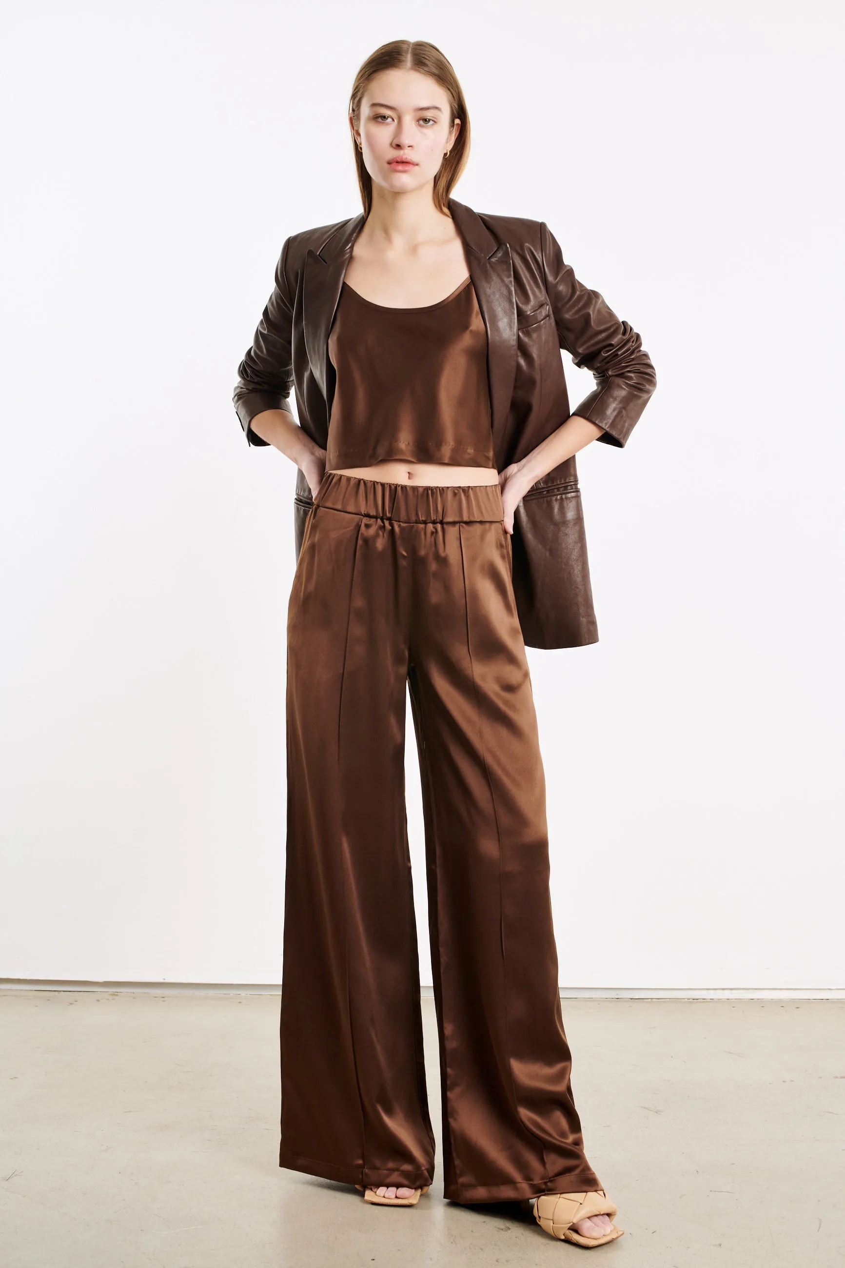 Dark Chocolate Silk Cropped Cami sold by SPRWMN product image thumbnail 2