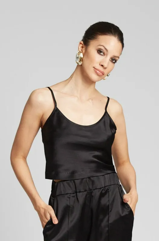 Black Silk Cropped Cami sold by SPRWMN