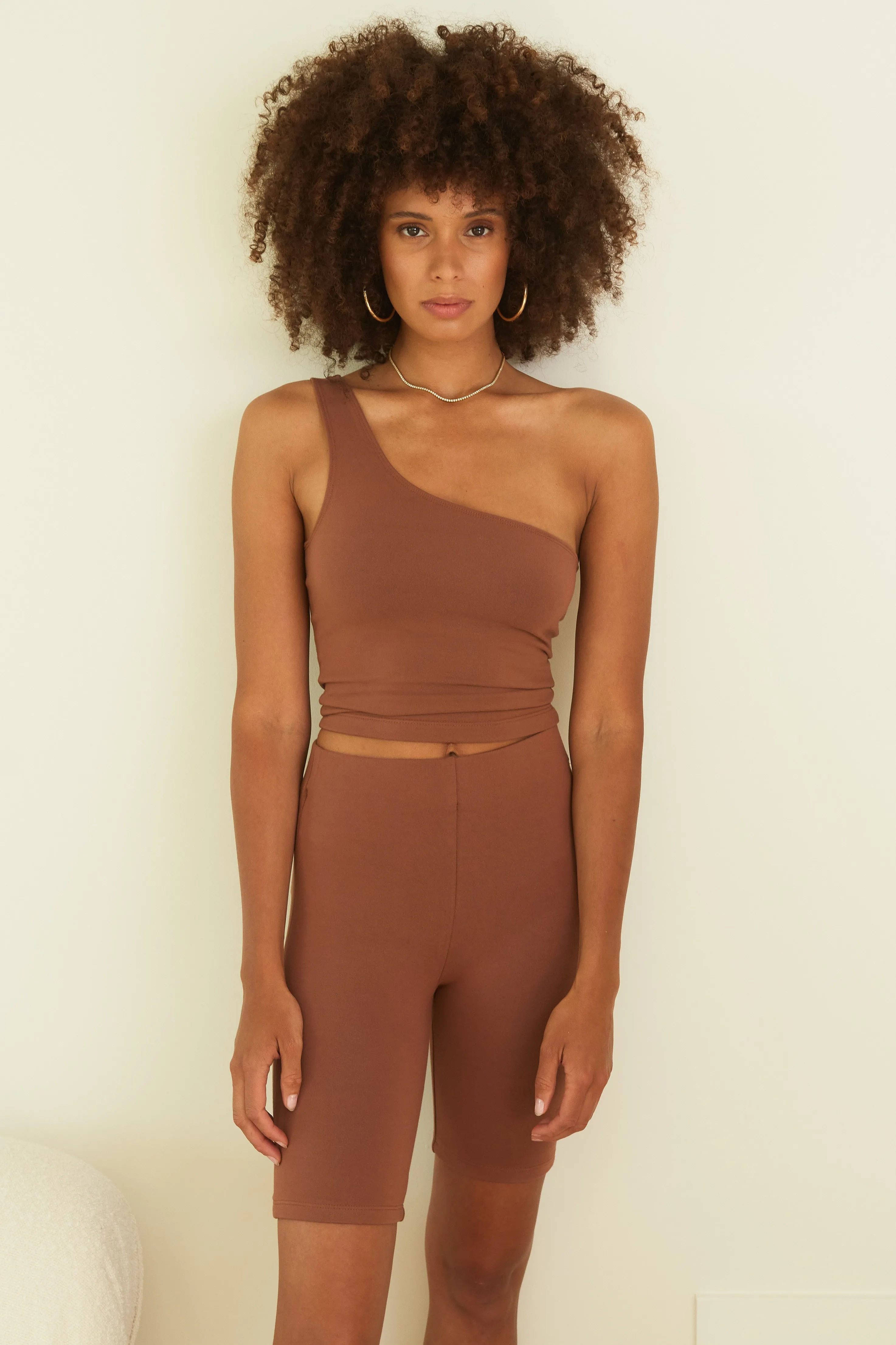 Cinnamon City Jersey One Shoulder Top sold by SPRWMN