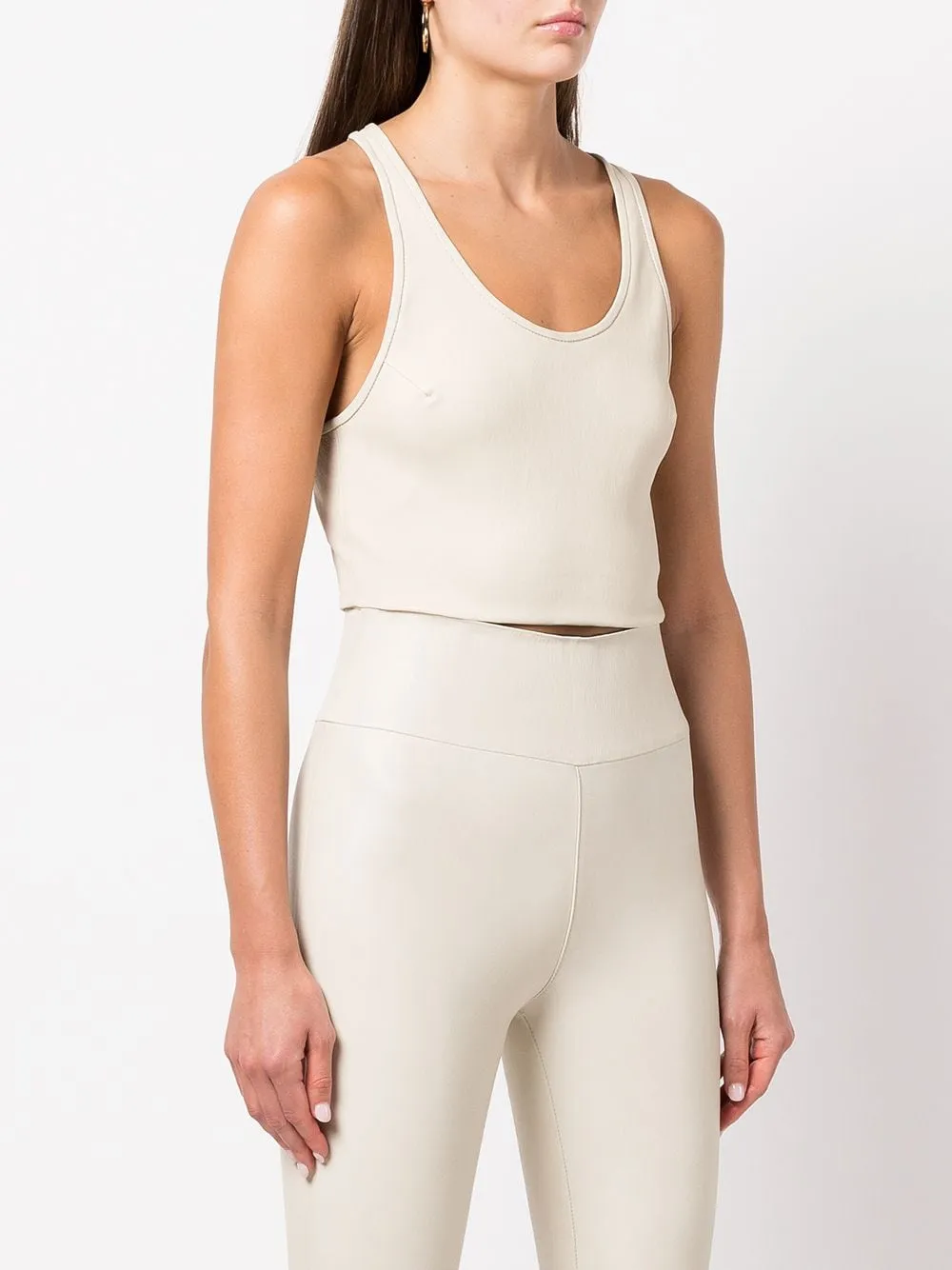 Off White Leather Cropped Racerback Tank sold by SPRWMN