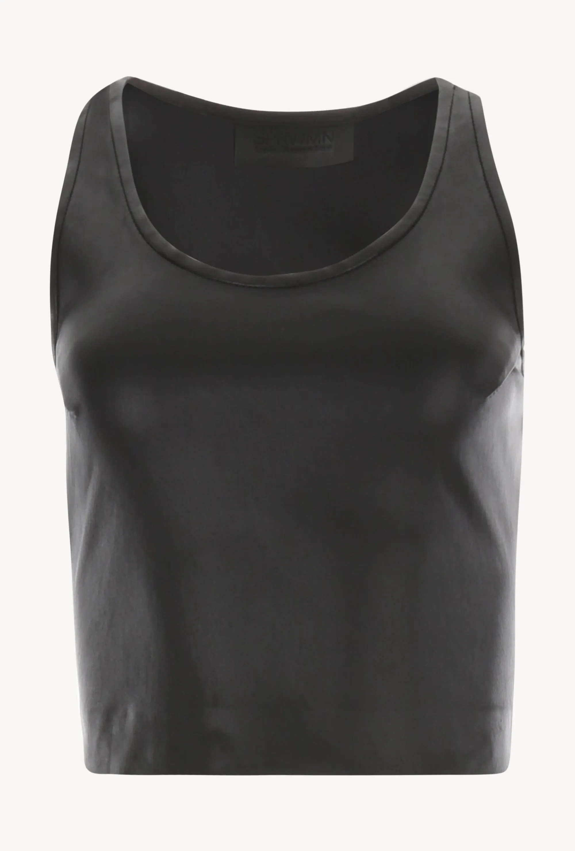 Black Leather Cropped Racerback Tank sold by SPRWMN product image thumbnail 4