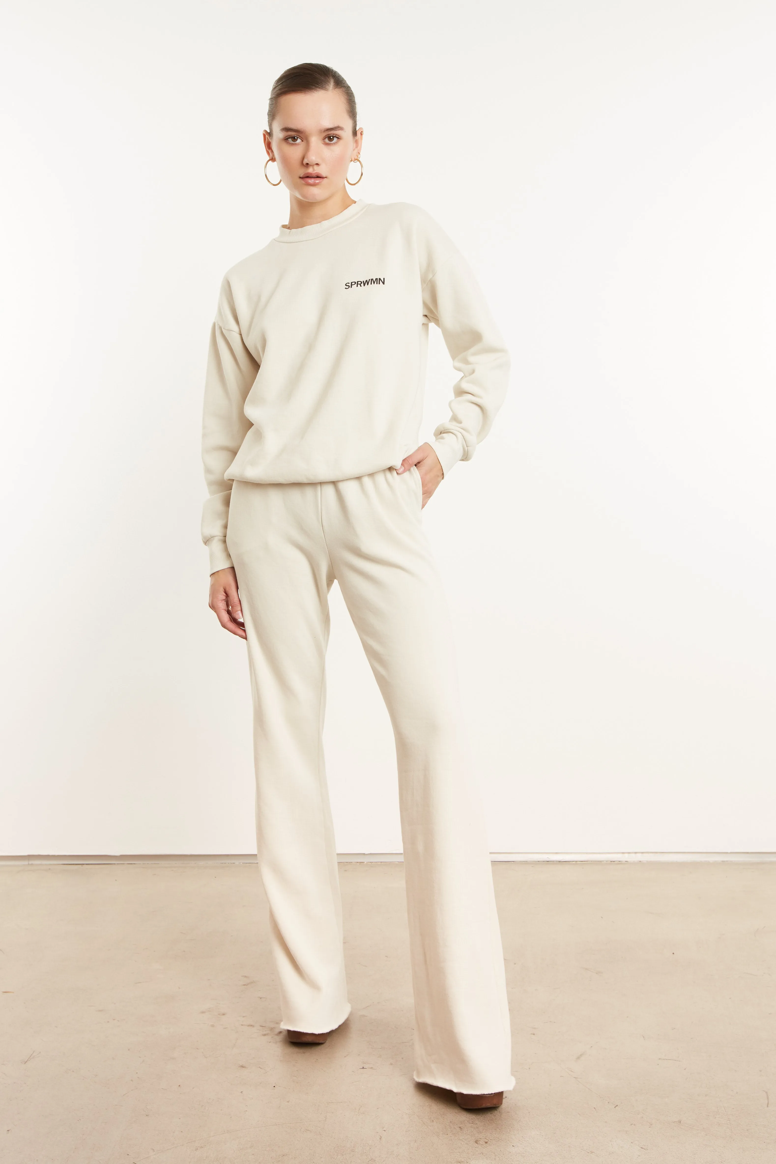 Vintage White Fleece Straight Leg Sweatpants sold by SPRWMN