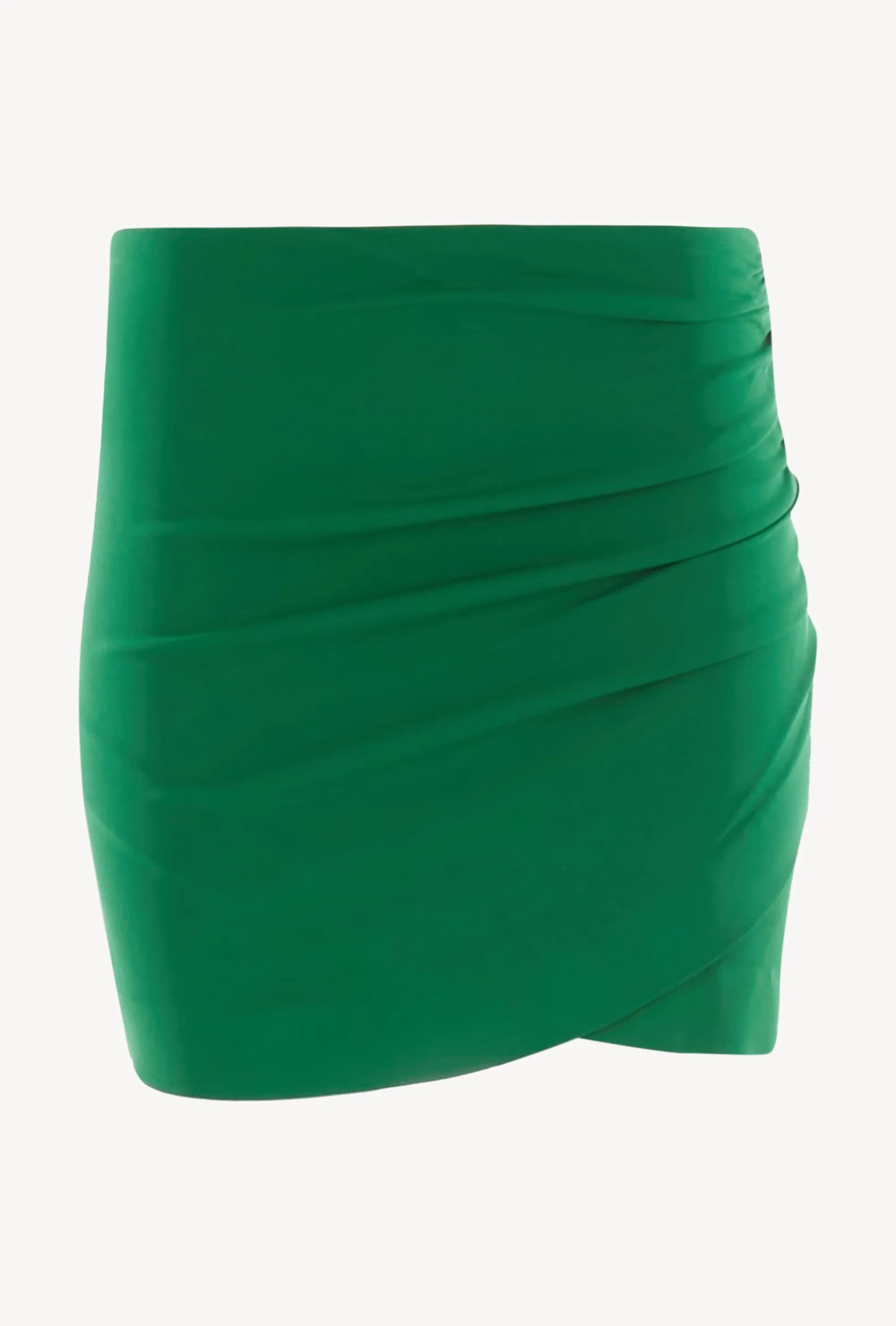 Evergreen Crepe Shirred Wrap Mini Skirt sold by SPRWMN