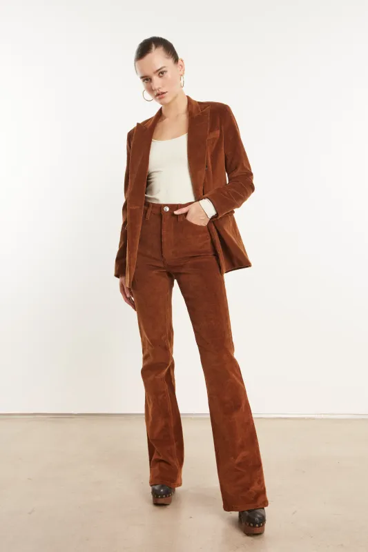 Dark Cognac Corduroy Micro Flare Pants sold by SPRWMN