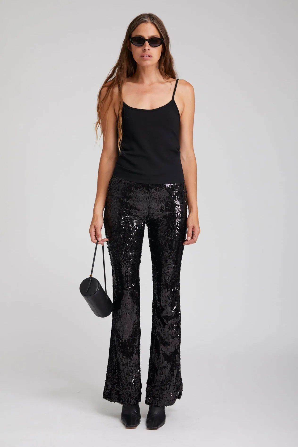 Black Crepe Scoop Neck Cami sold by SPRWMN product image thumbnail 3