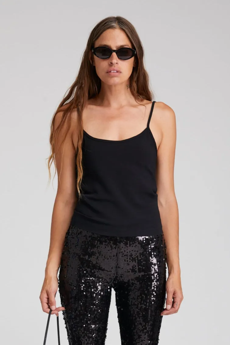 Black Crepe Scoop Neck Cami sold by SPRWMN