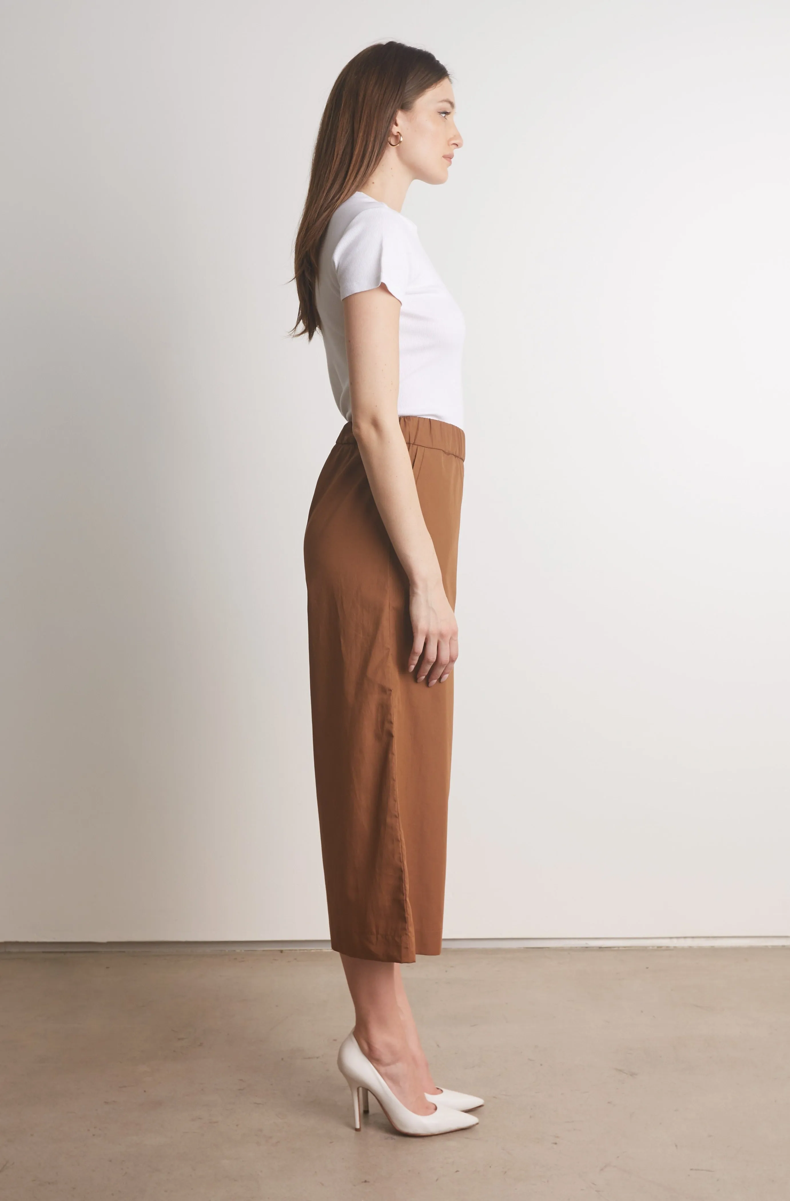 Espresso Cotton Poplin Culotte Pants sold by SPRWMN product image thumbnail 4