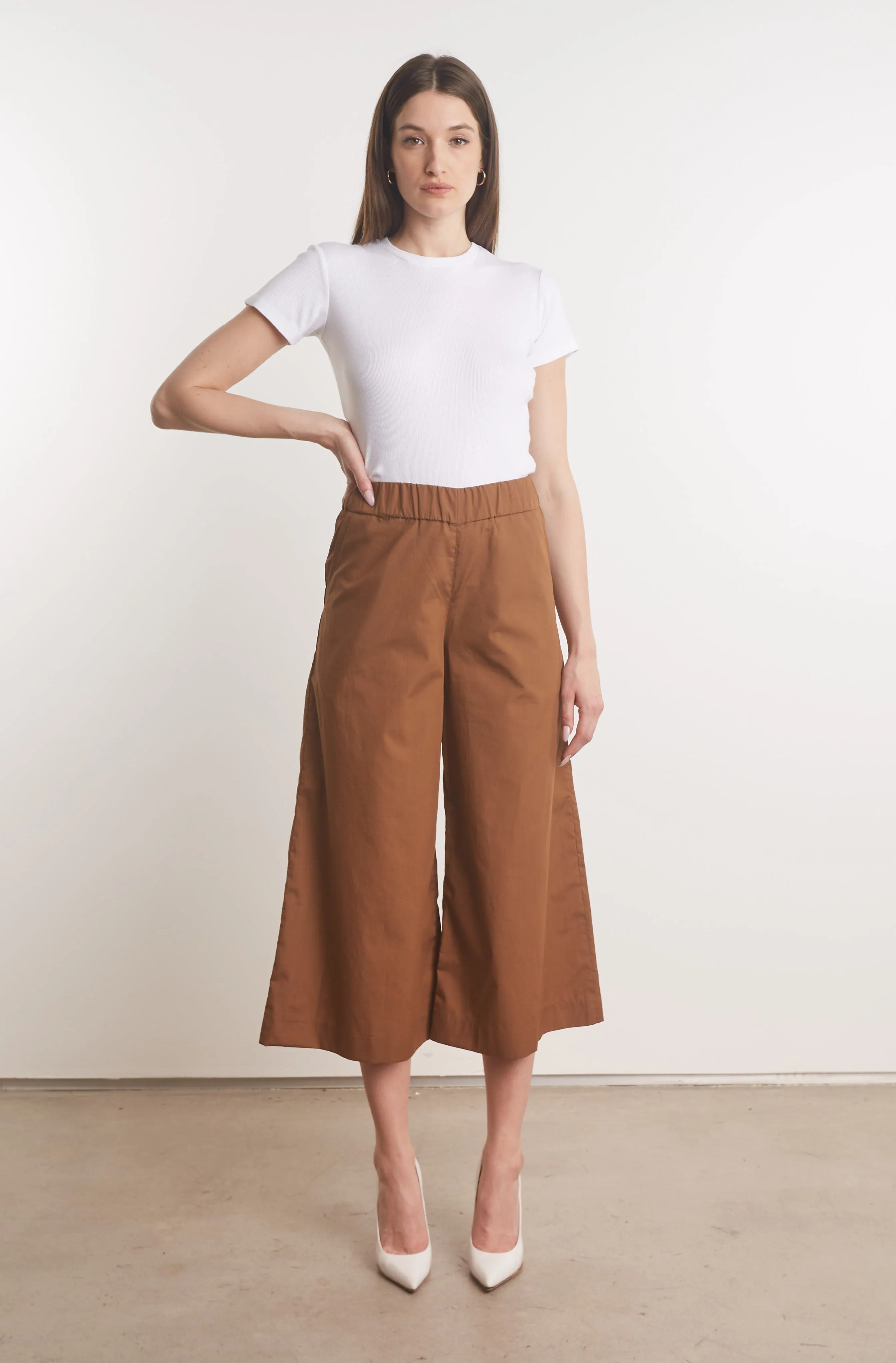Espresso Cotton Poplin Culotte Pants sold by SPRWMN product image thumbnail 2