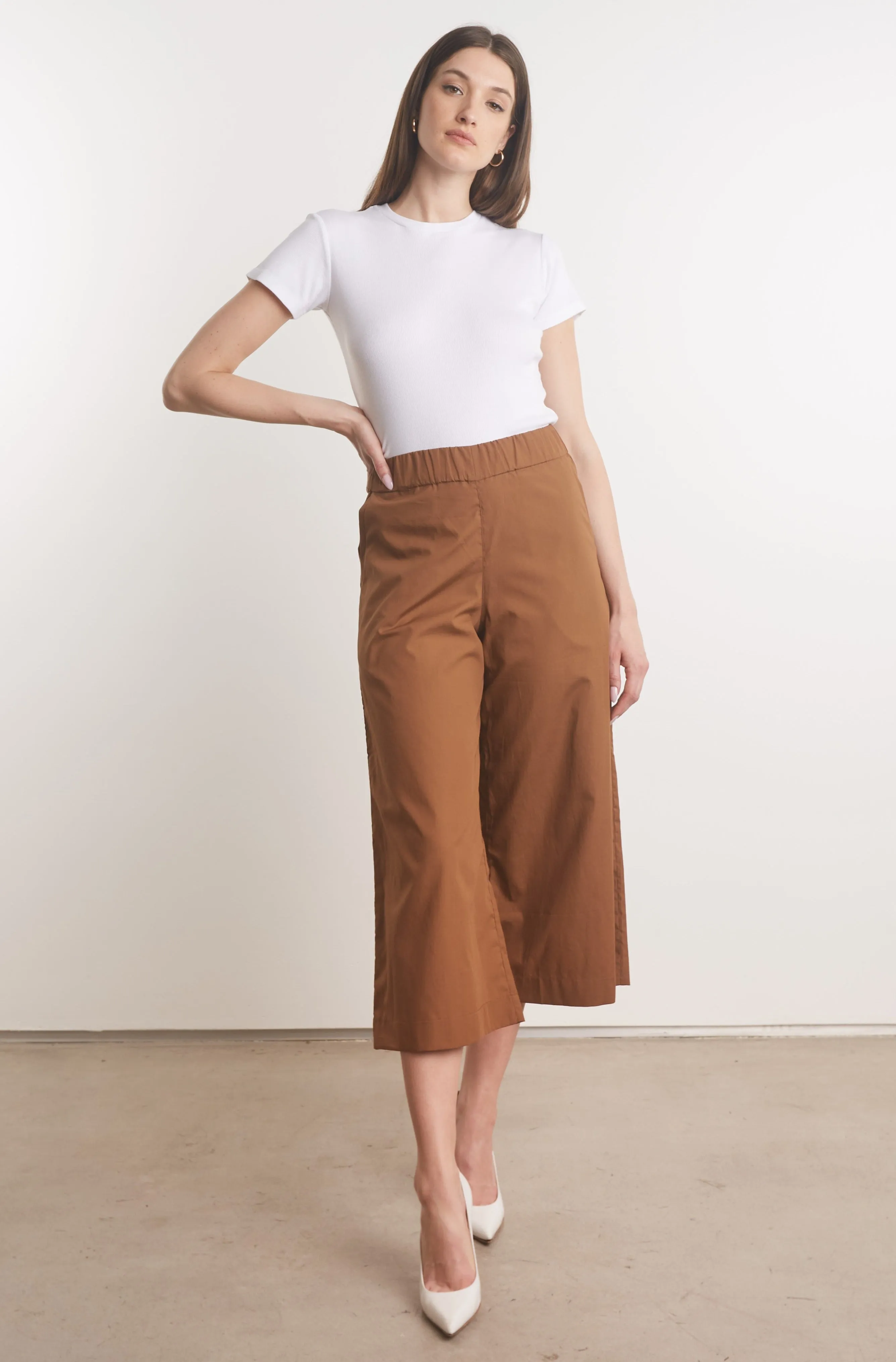 Espresso Cotton Poplin Culotte Pants sold by SPRWMN product image thumbnail 3