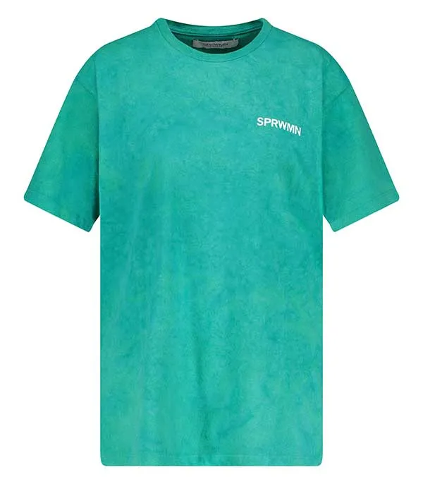 Kelp Marble Cotton Oversized Logo Tee sold by SPRWMN