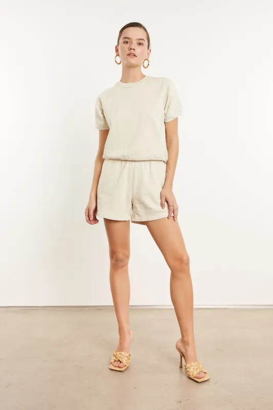 Vintage White Cotton Raglan Sweatshorts sold by SPRWMN
