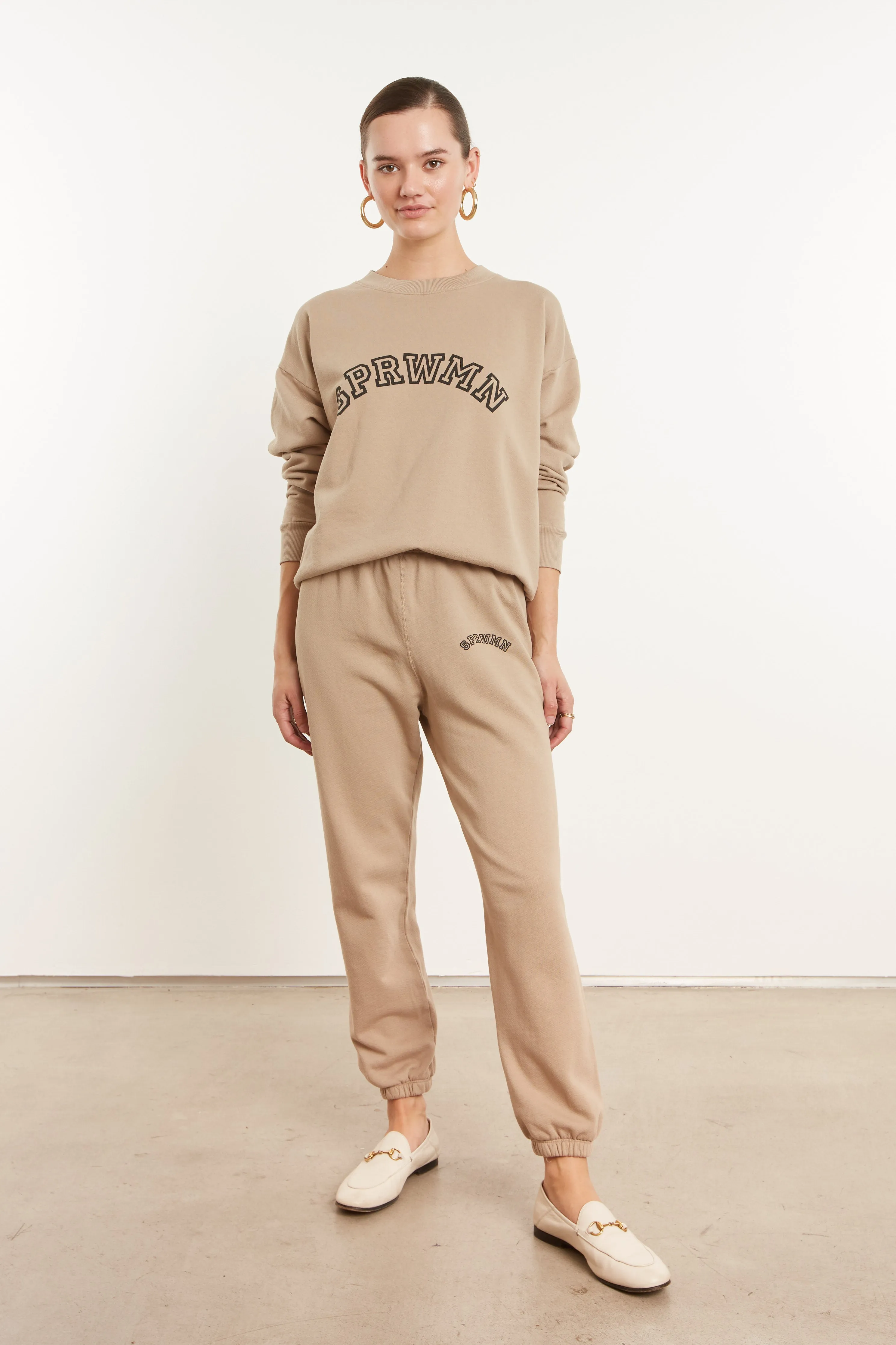 Khaki Cotton College Logo Sweatpants sold by SPRWMN product image thumbnail 2