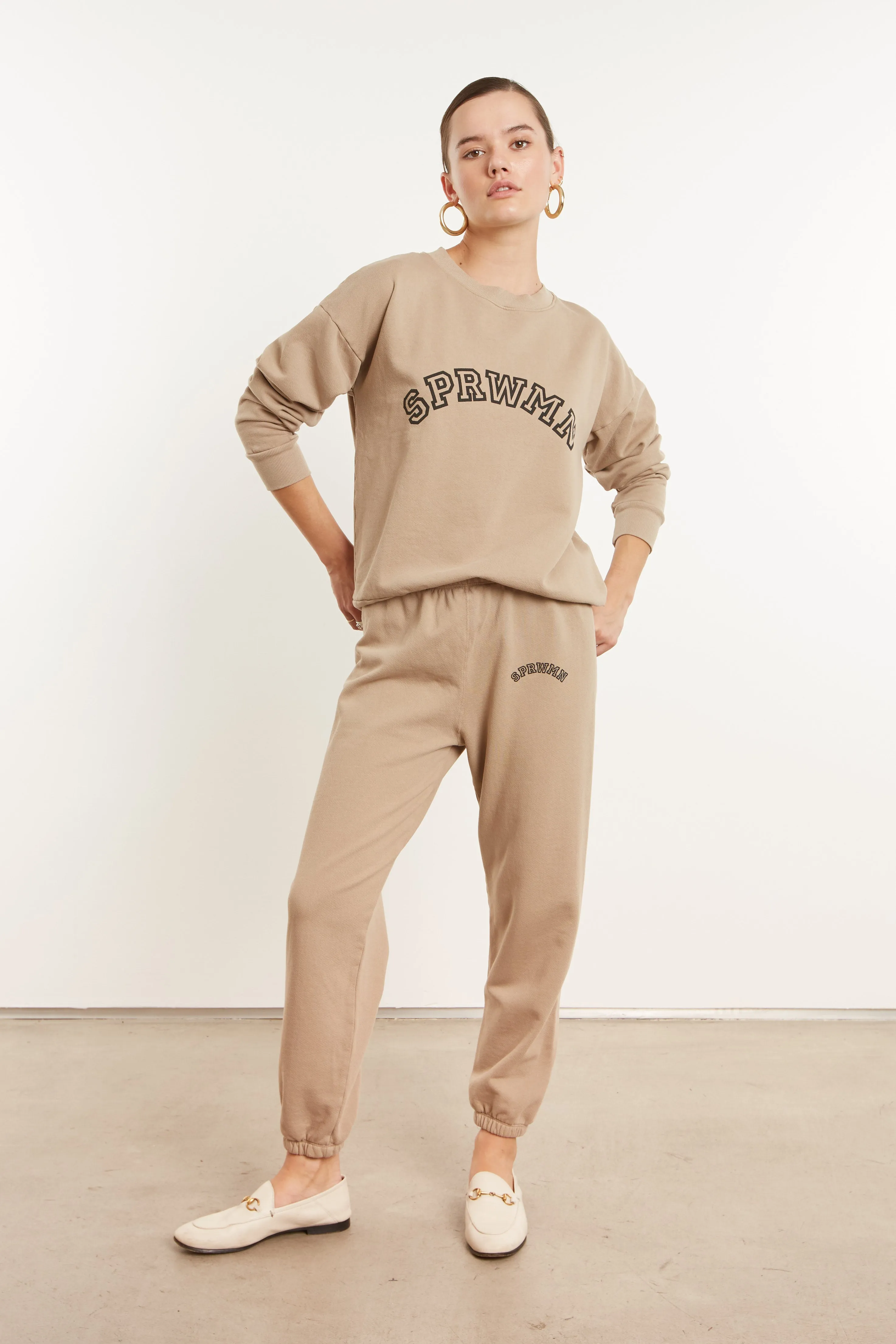 Khaki Cotton College Logo Sweatpants sold by SPRWMN product image thumbnail 3