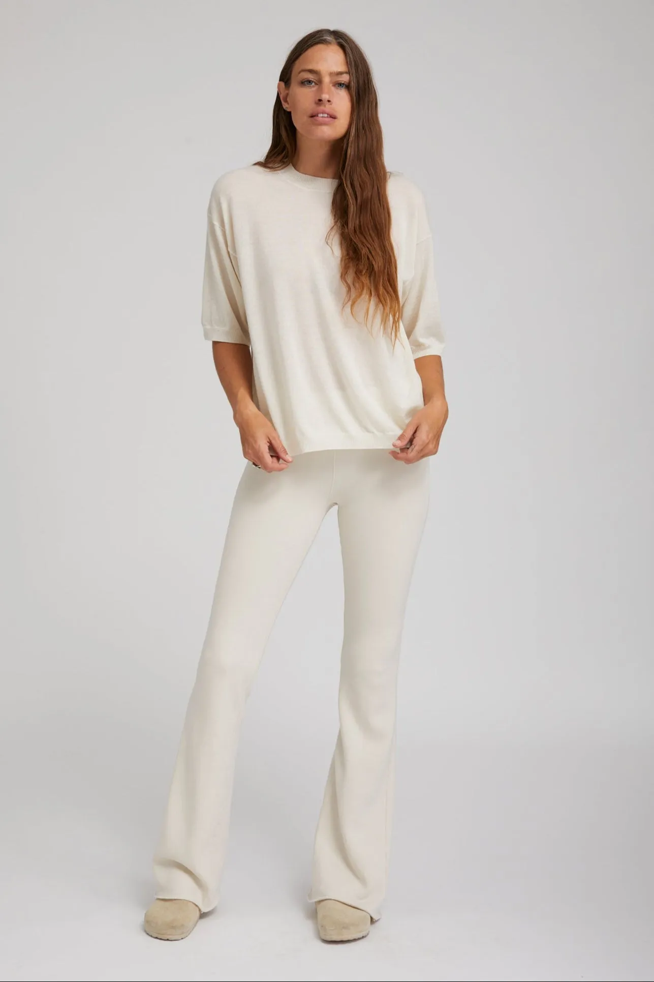 Vintage White Tri-Blend Micro Flare Pants sold by SPRWMN product image thumbnail 2