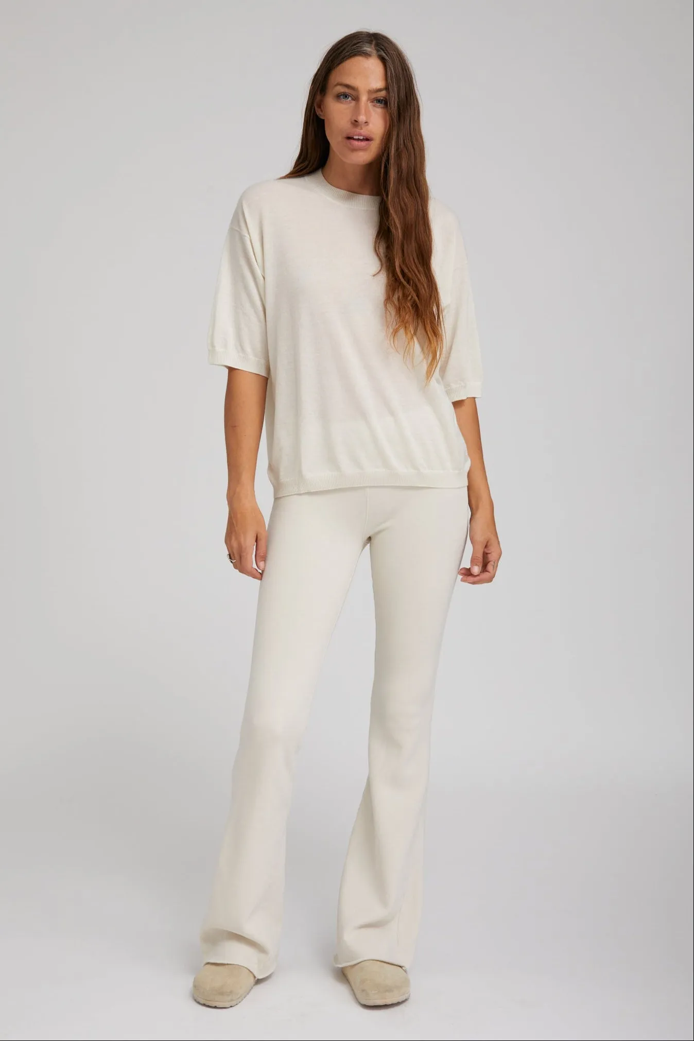 Vintage White Tri-Blend Micro Flare Pants sold by SPRWMN