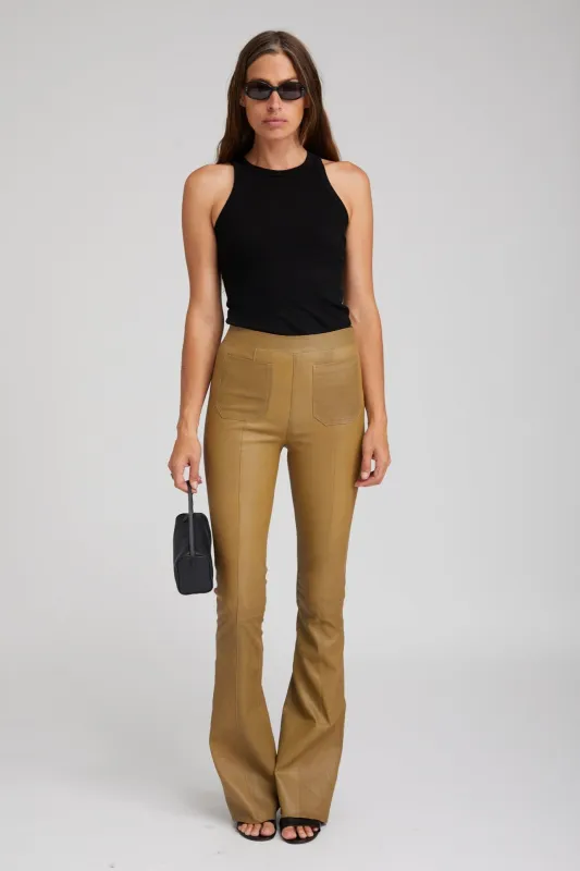 Sand Leather Patch Pocket Super Flare Pants made by SPRWMN