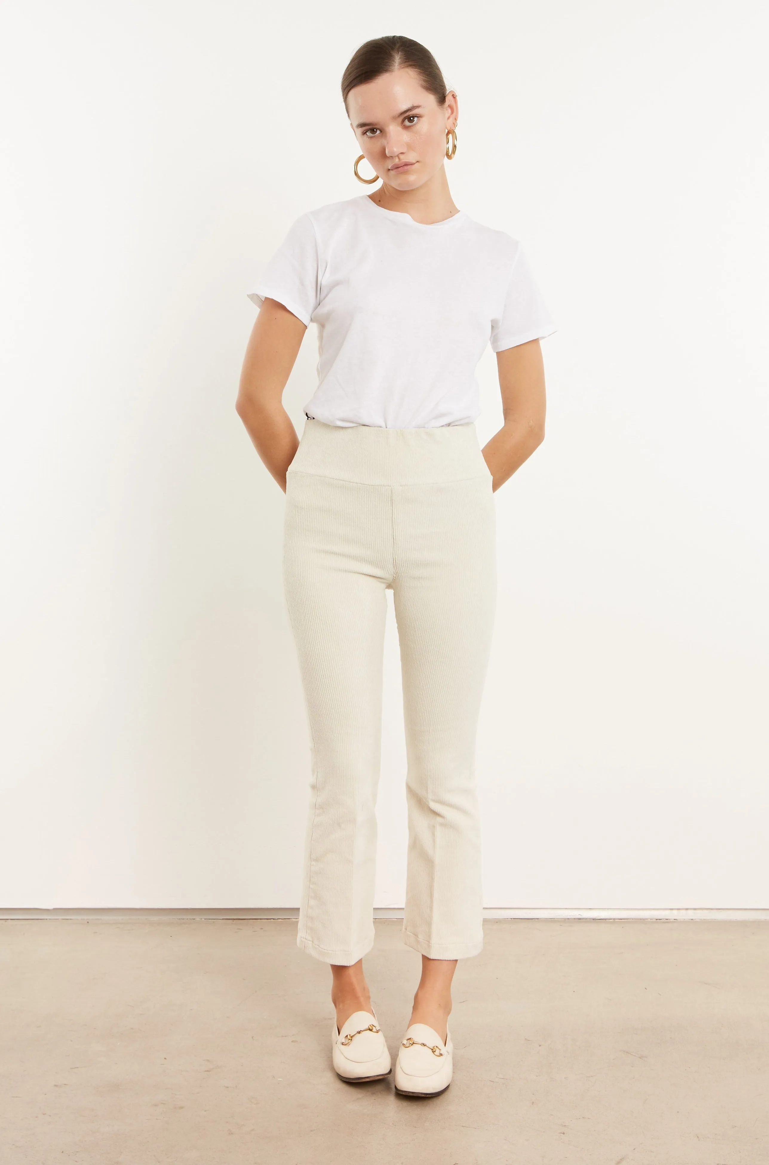 Vintage White Corduroy Crop Flare Pants sold by SPRWMN product image thumbnail 4