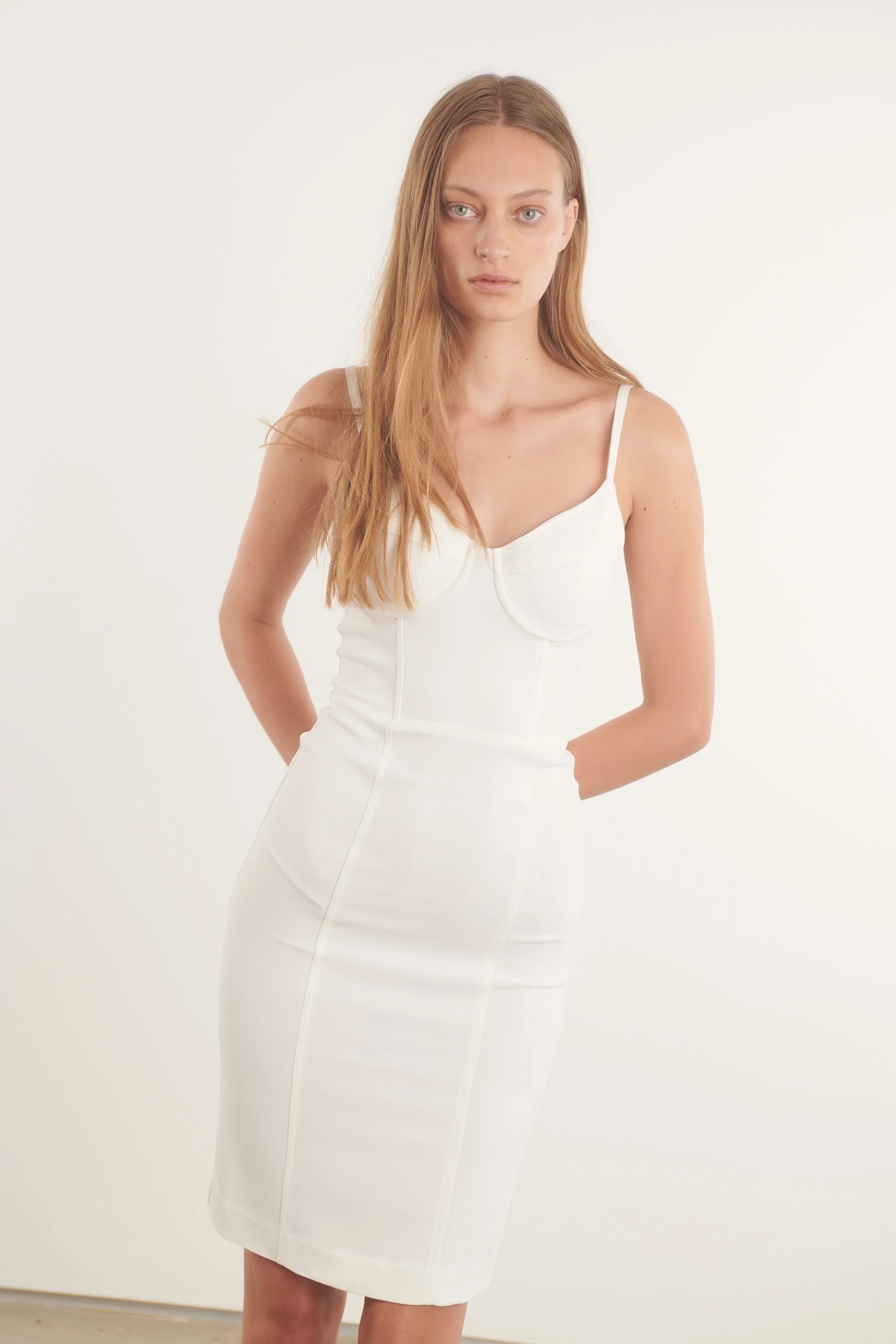 White Crepe Bustier Dress sold by SPRWMN product image thumbnail 3