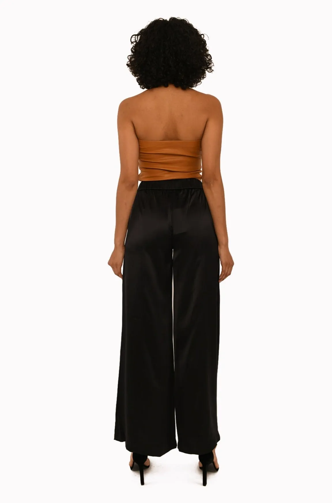 Black Silk Wide Leg Pants sold by SPRWMN product image thumbnail 3